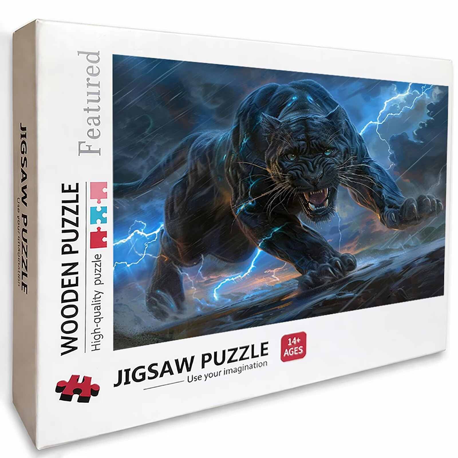 Leopard Puzzle 3000 elementów dla dorosłych, drewniane puzzle z pudełkiem 122 x 81 cm, puzzle dla dorosłych o wysokiej trudności, kreatywne hobby, gra logiczna dla całej rodziny, (czarny) 5-6358