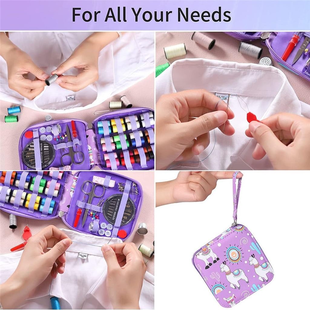 JFDBGU Kit de costura, juego de herramientas de costura DIY, caja de almacenamiento de línea multifuncional con aguja de camello, juego de 79 piezas
