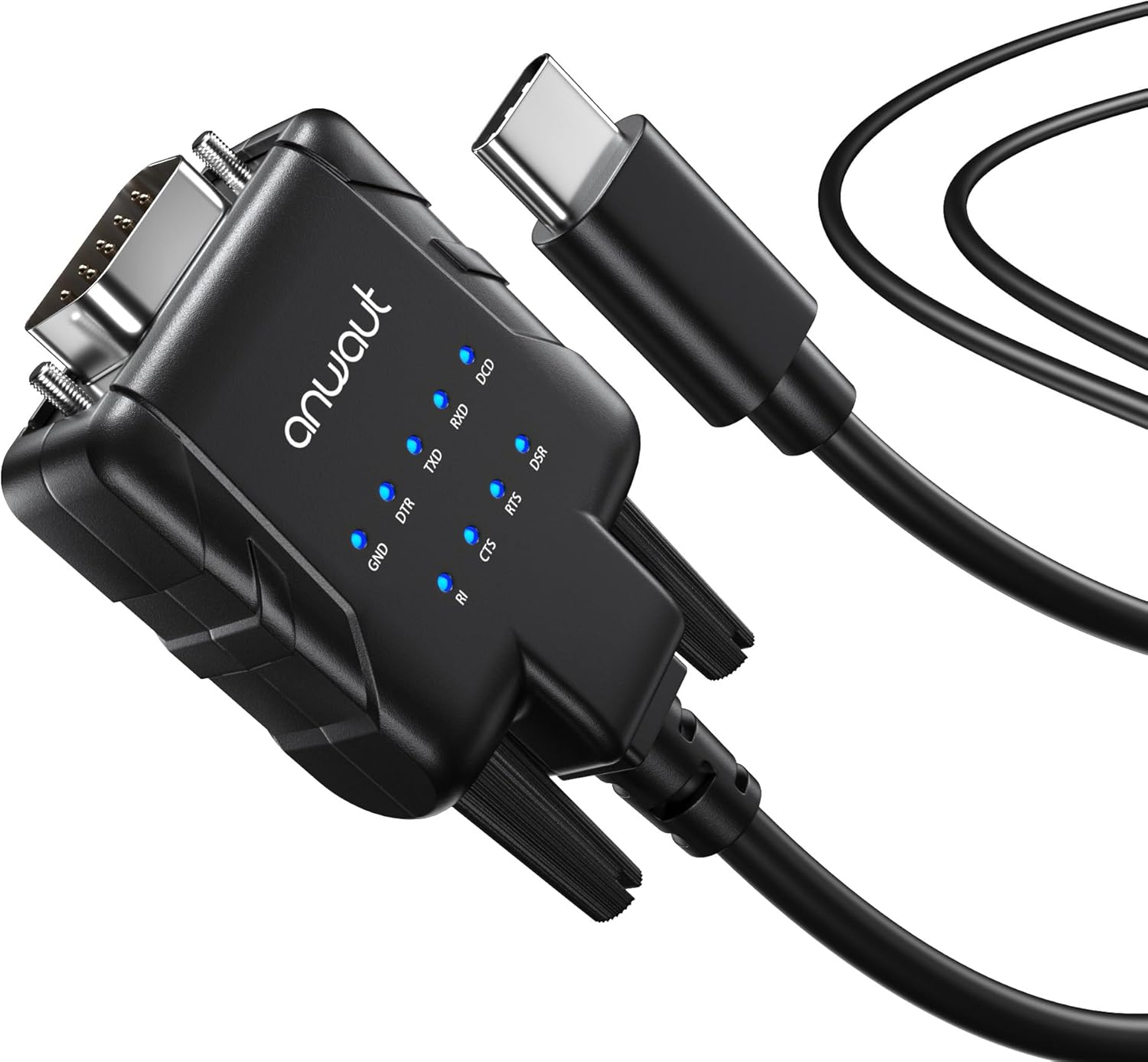 ProtoC-IX9 Series | 1-Port Industrial USB-C to Serial / RS232 (DB9) Adapter Converter (Compatible for Windows 11, macOS 15 | 9 X Data Monitoring LEDs, U2RS232-C)