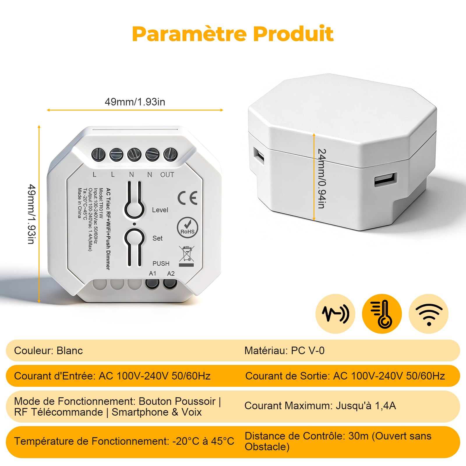 VIPMOON Variateur de Lumière LED Interrupteur Intelligent