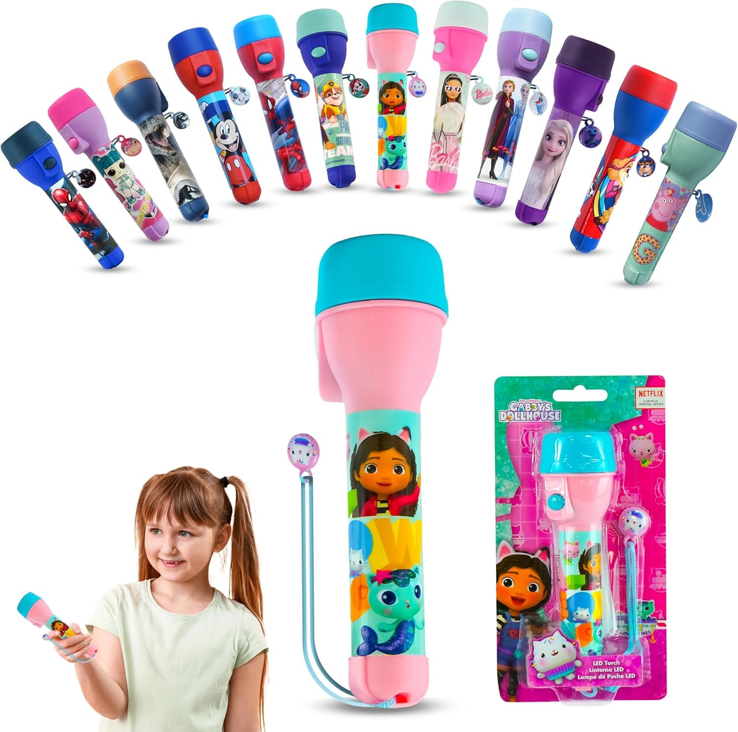 SRV Hub Gabby's Dollhouse Non-Slip Big Torch, 16cm Flashlight for Kids Gift 3+ Years