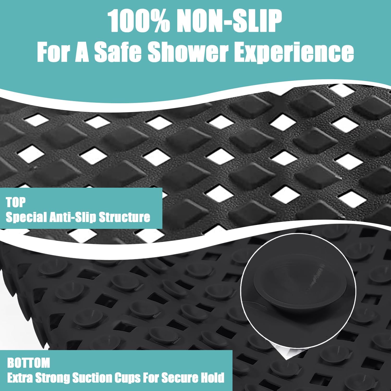 Tappetino Doccia Antiscivolo Con Ventose - Design Tartaruga, Anti-muffa, 53x53 Cm - Foto 3