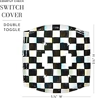 Vista 14 de MACKENZIE-CHILDS Enamel Switch Plate, Light-Switch Cover, Single Rocker, Black-and-White Courtly Check