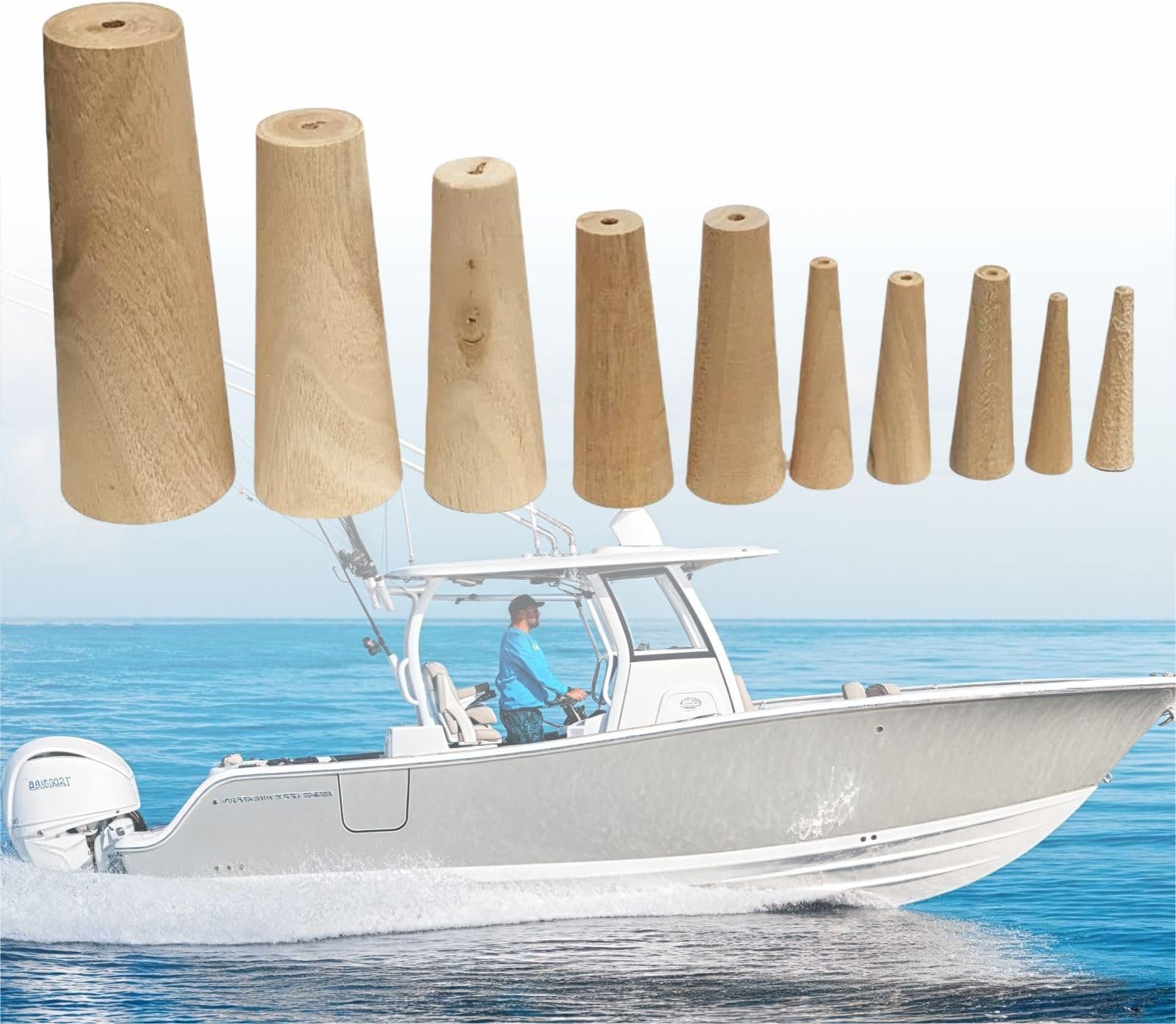 Boat Marine Emergency Soft Wood Plugs Stopgap, 10 Pcs Tapered Conical Thru-Hull, Assorted 1/5" to 1 3/5"