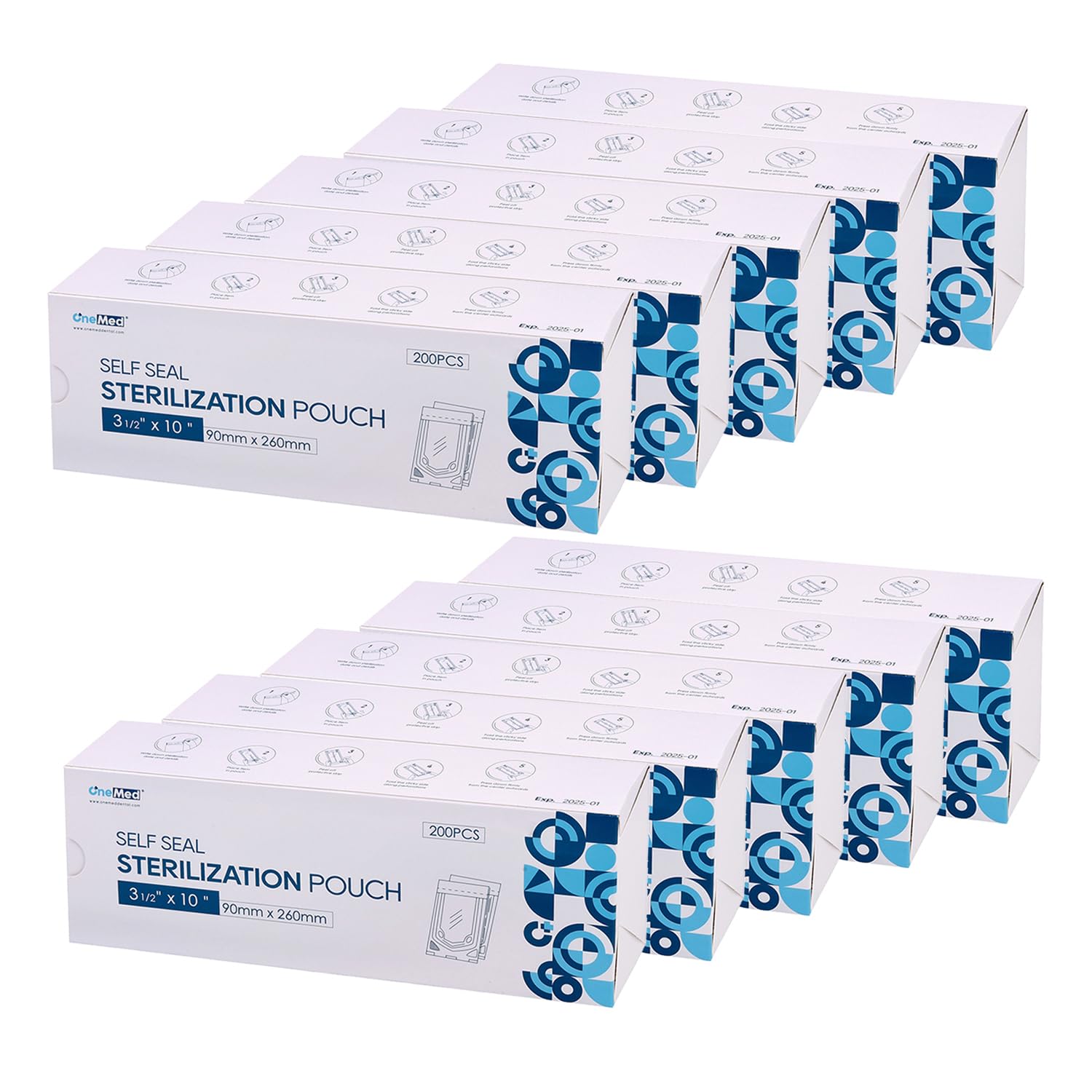 2000 Pouches Dental Self-Sealing Sterilization Pouches 3.5x10 inch 200/Box 10 Boxes