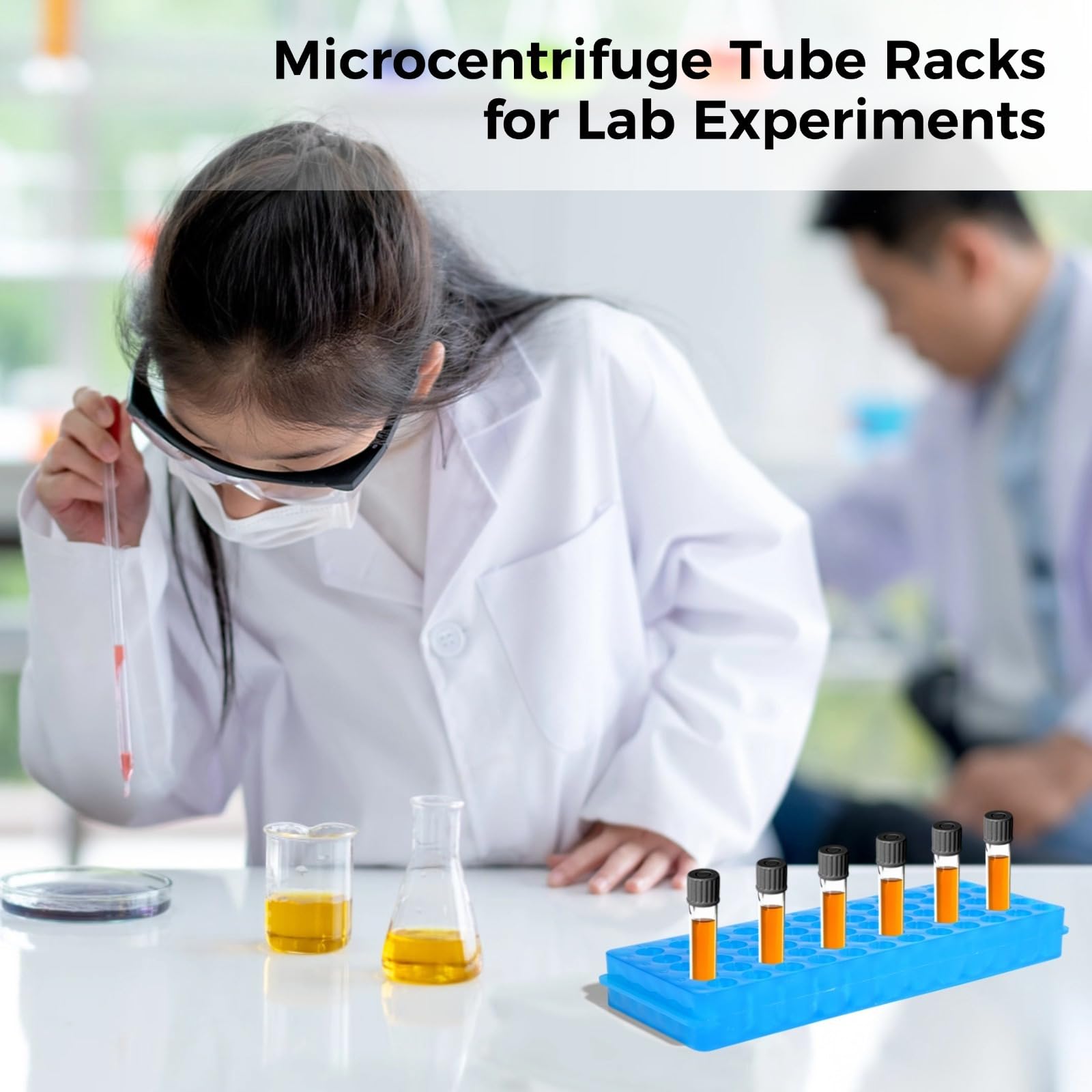 Colorido, 12 estantes para tubos, estante para viales de microcentrífuga, estantes de tubos de ensayo para tubos centrífugos de 0,2 ml a 2 ml, estantes de tubos de doble cara con 60 agujeros