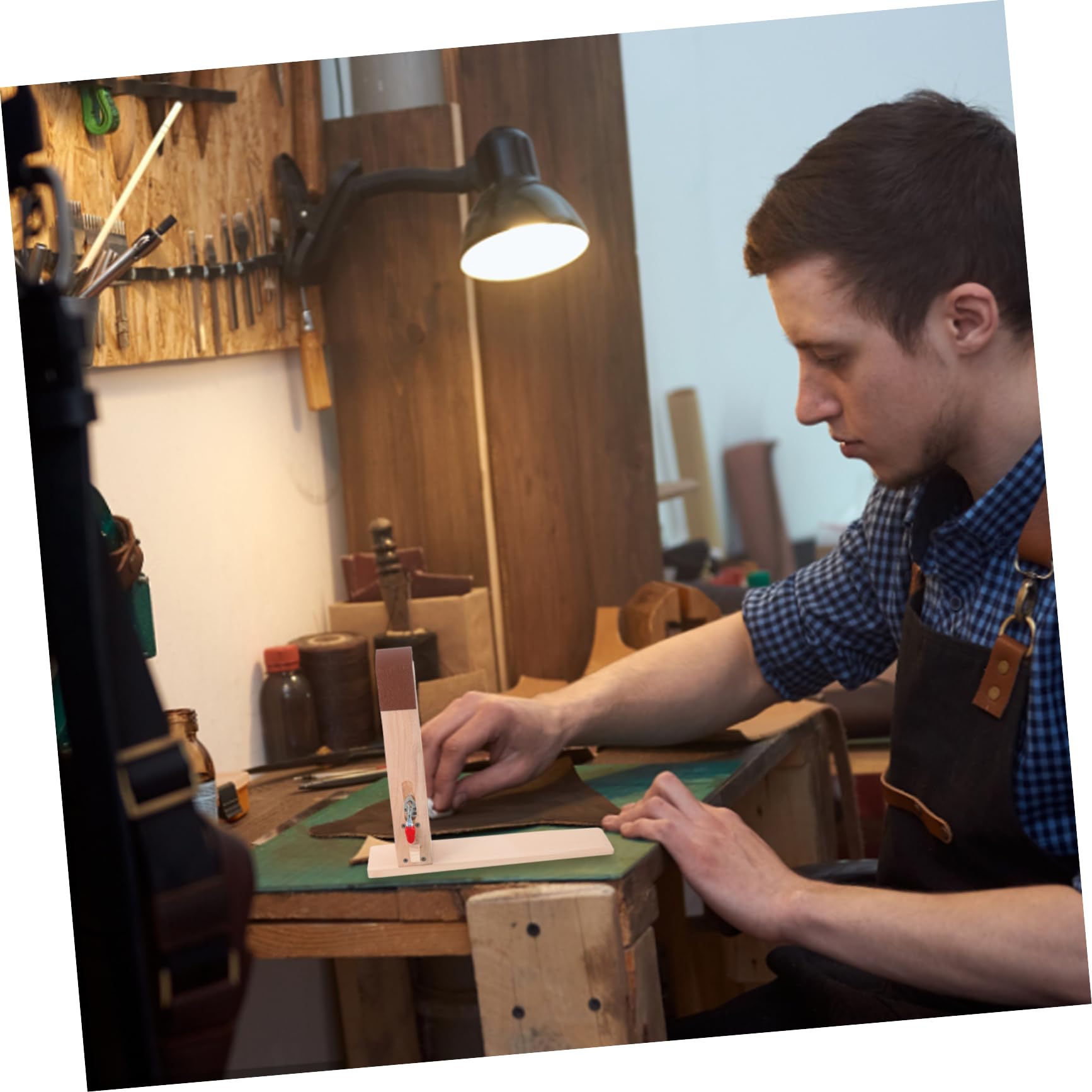 NUOBESTY Pinza de Madera para Costura Artesanal de Cuero, 1 Juego