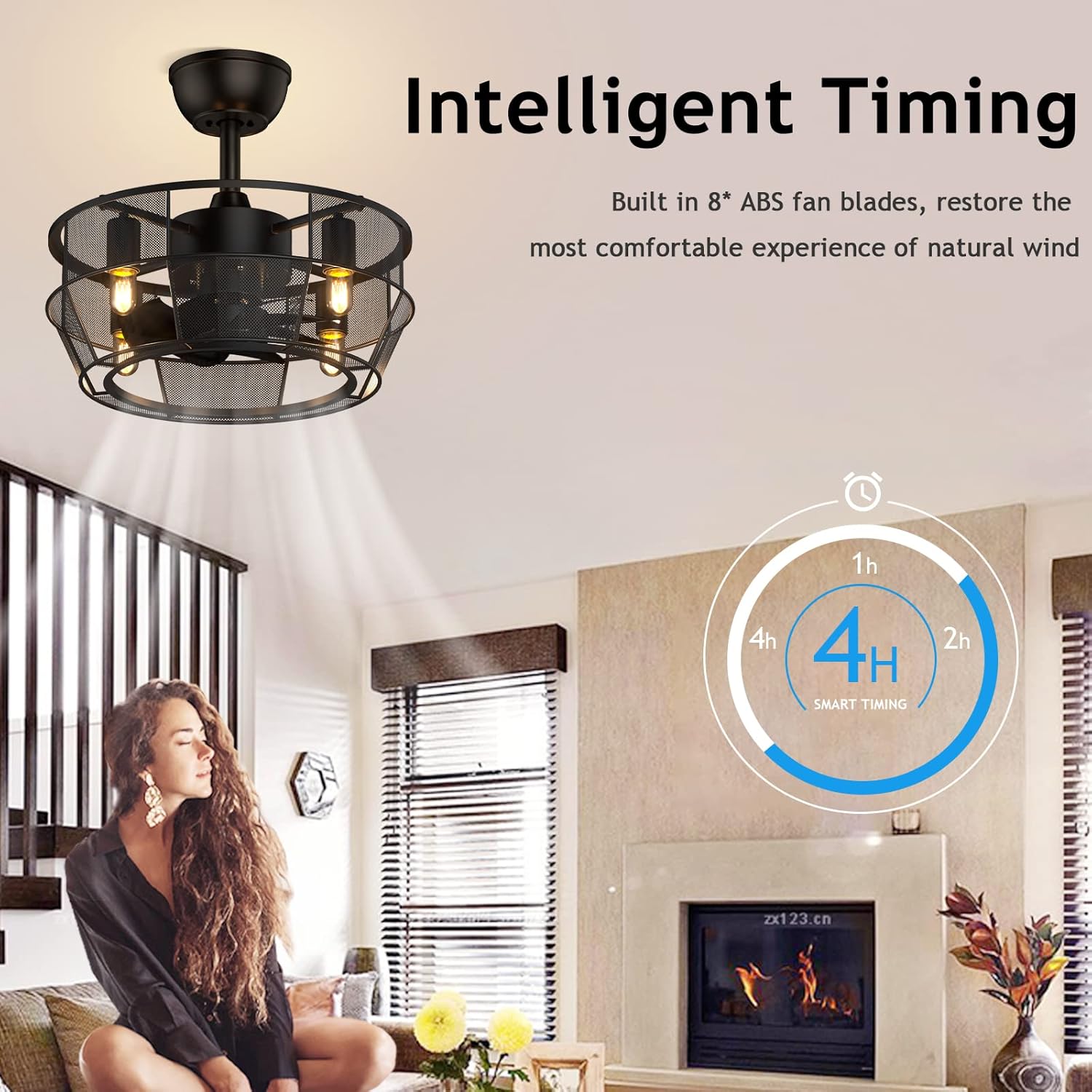 Buy Ghicc Caged Ceiling Fan, Small Farmhouse Ceiling Fan with Light