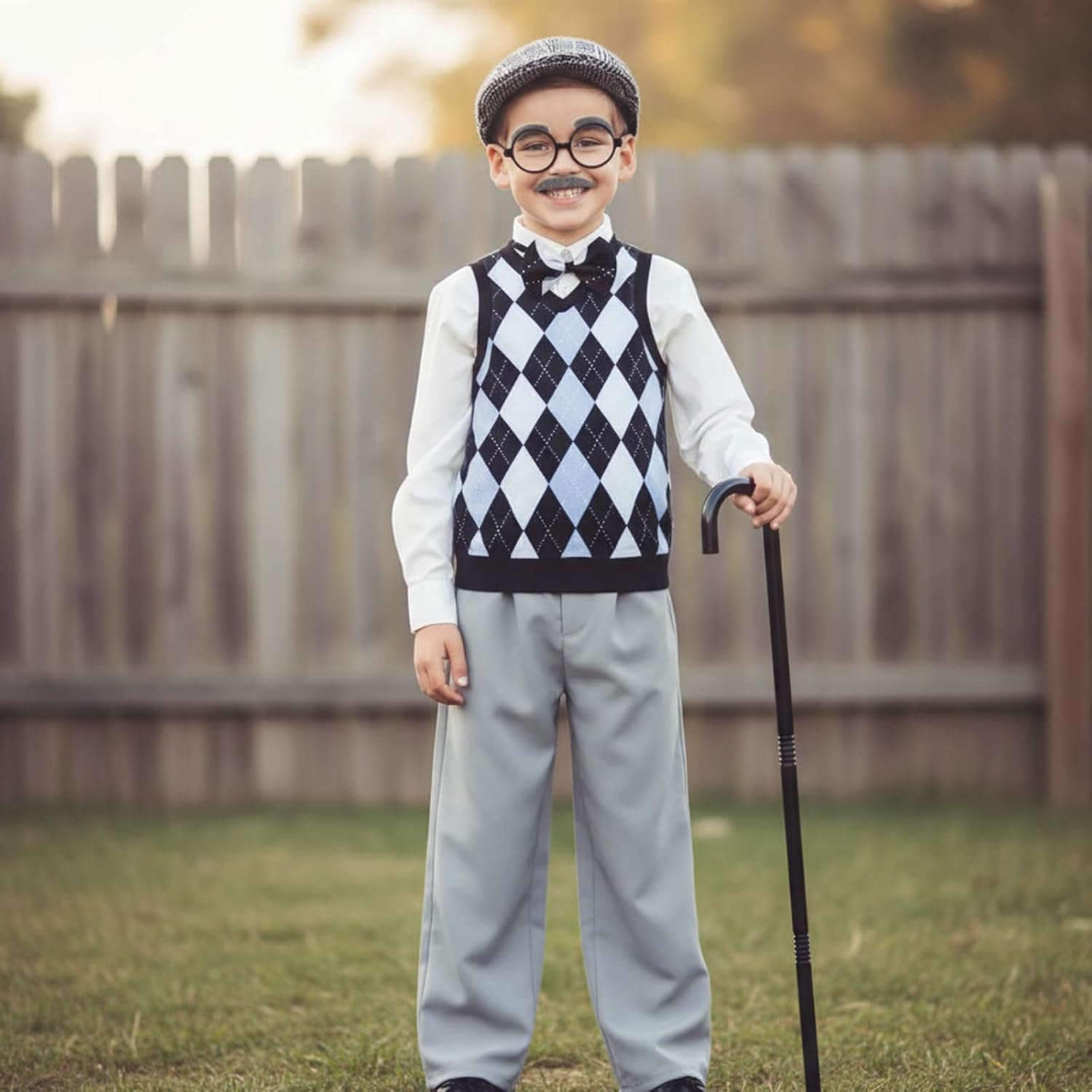 Liitrsh 8 Pcs Old Man Costume for Kids Grandpa Costume 100 Days of School Halloween Vest and Pants for Boys - Image 8