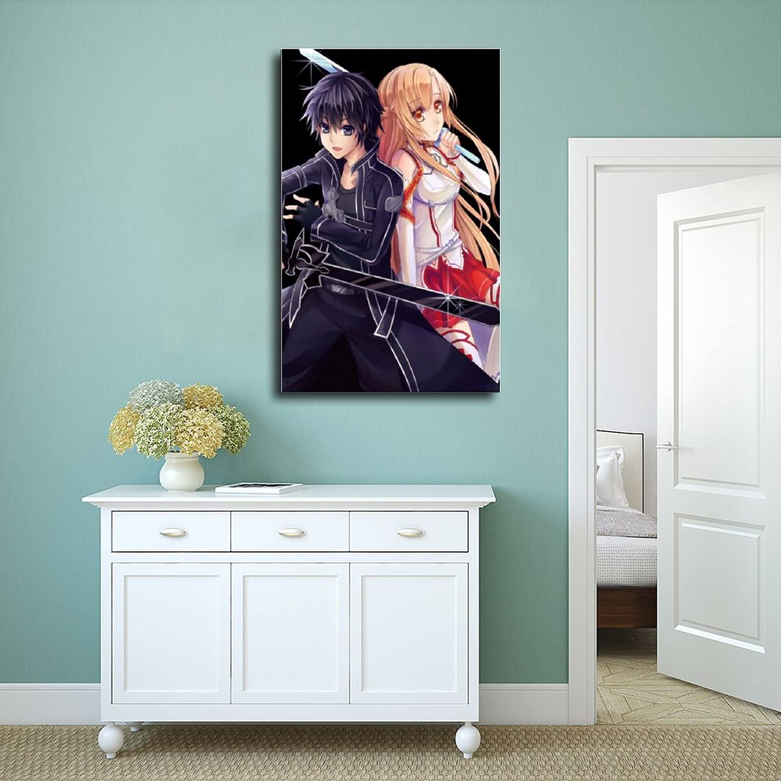 Poster Sur Toile Sword Art Online Anime - 30x45 Cm - Décoration Chambre, Bureau - Impression Haute Qualité