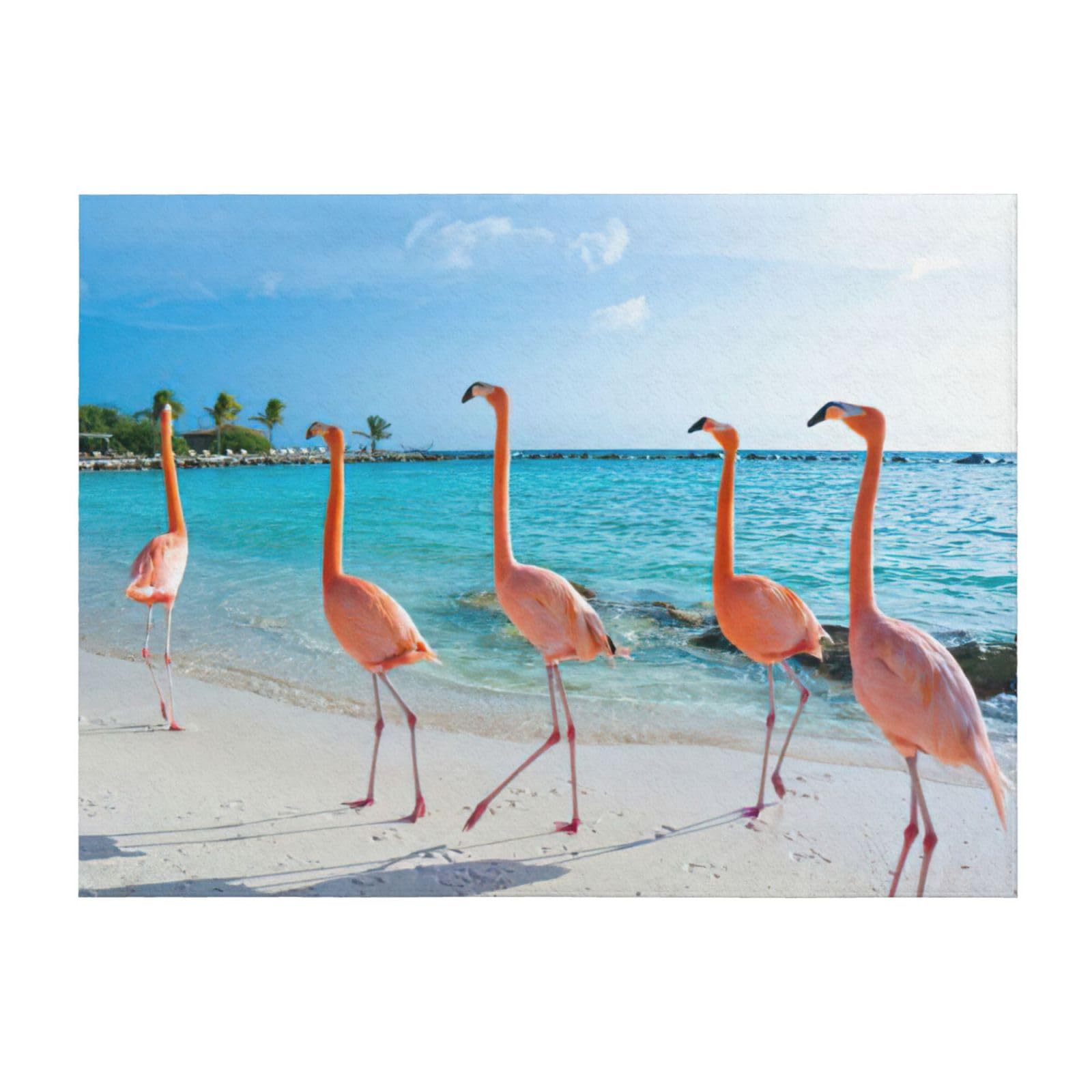 Couverture légère flamant rose pour une ambiance de plage au salon