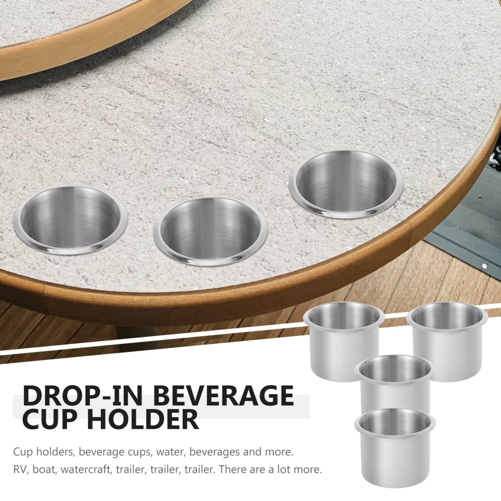 4 Stück Boot Getränkehalter Einbau Cup Holder für Tisch Rv Yacht Robuste und Langlebige Halterung für Getränke Installieren Entfernen Wiederverwendbar