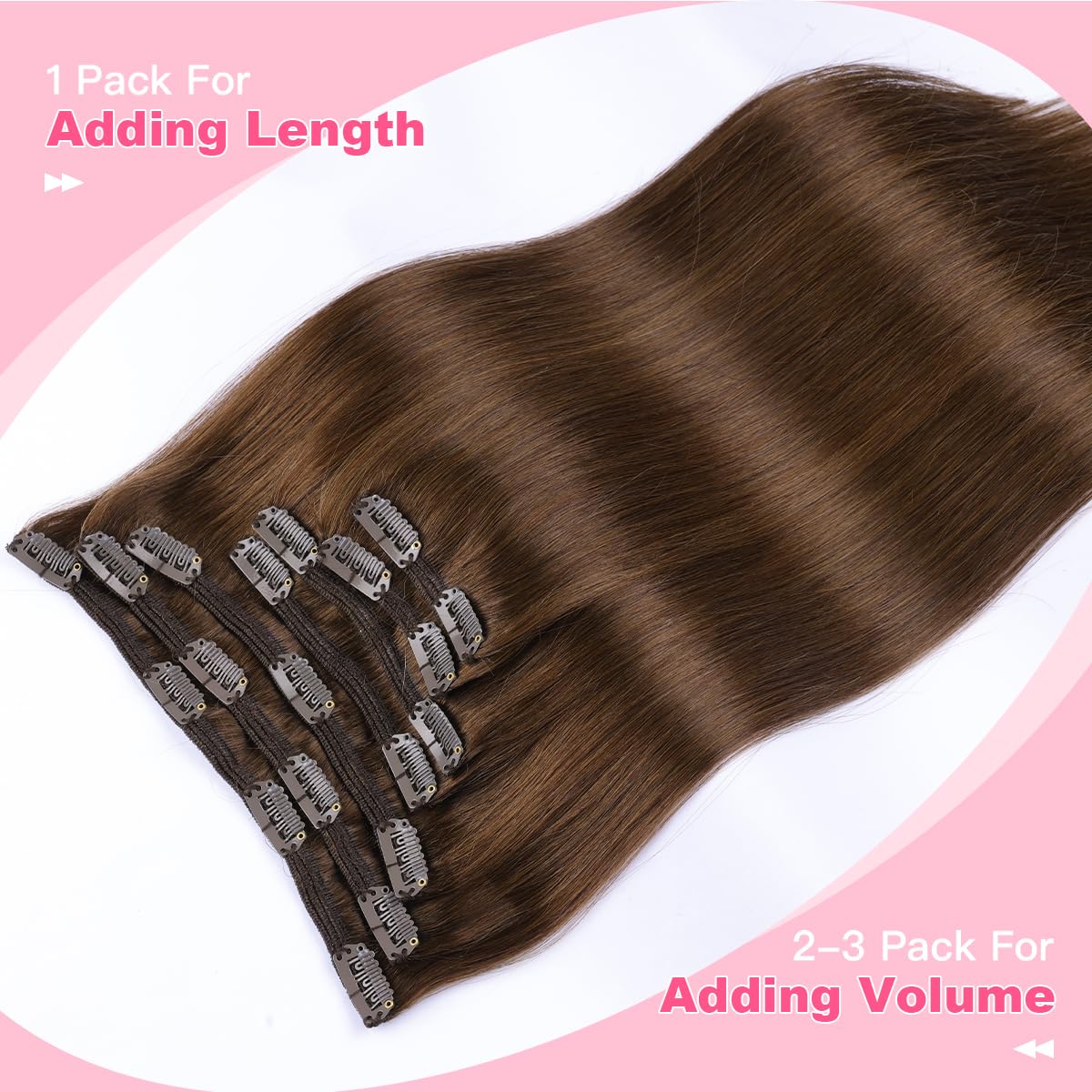 SURNEL Extensiones Clip Pelo Natural 100g 35cm 6 Piezas Castaño Chocolate Extensiones De Clip De Humano Real Extensiones Pelo Natural Remy (C#4-35cm) — view 45