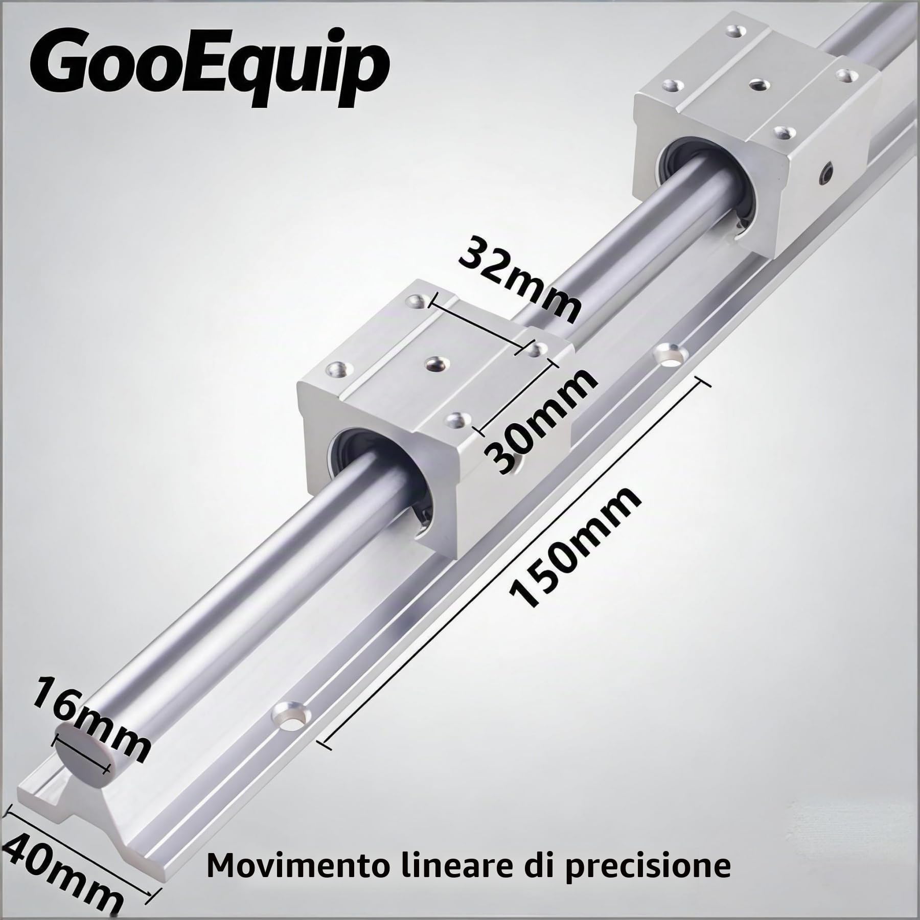Guida Lineare SBR16 1000mm Set di Guide per Cuscinetti Lineari con 2 x Alberi di Guida da 1000 mm e 4 x Blocchi SBR16UU, Guida di Scorrimento Lineare Inossidabile con Fori Preforati