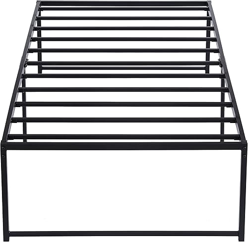 Miniatura 24 de VECELO Marco de cama de plataforma de metal de 14 pulgadas, base de colchón, no necesita somier, soporte de listones de acero (tamaño matrimonial)