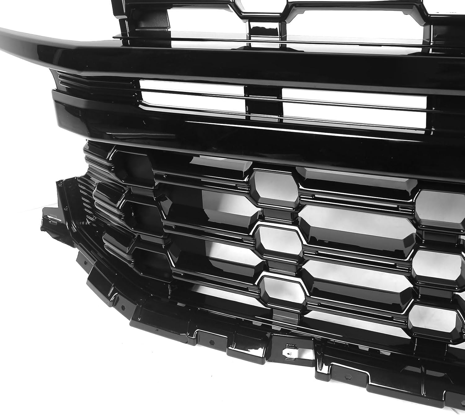 JOLONG Front Bumper Grille & Center Trim for Chevy Tahoe/Suburban Z71 2021-2024 Replacement for 84634392 (Glossy Black)
