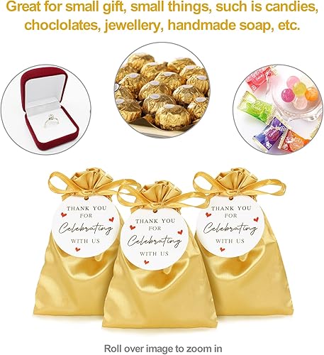 Miniatura 2 de 60 bolsas de regalo doradas satinadas, bolsas de joyería de 5 x 7 pulgadas, bolsas de regalo de boda, bolsas de regalo de Navidad, bolsas de dulces