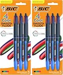 BIC 4-Color Smooth Retractable Ballpoint Pen with 1.0 mm Point and Iconic Design, 3-Count in Assorted Colours