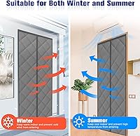 Vista 3 de Cortina magnética para puerta con aislamiento térmico, puerta aislante para puerta de 33 x 81 pulgadas, apertura central, manos libres, cierre