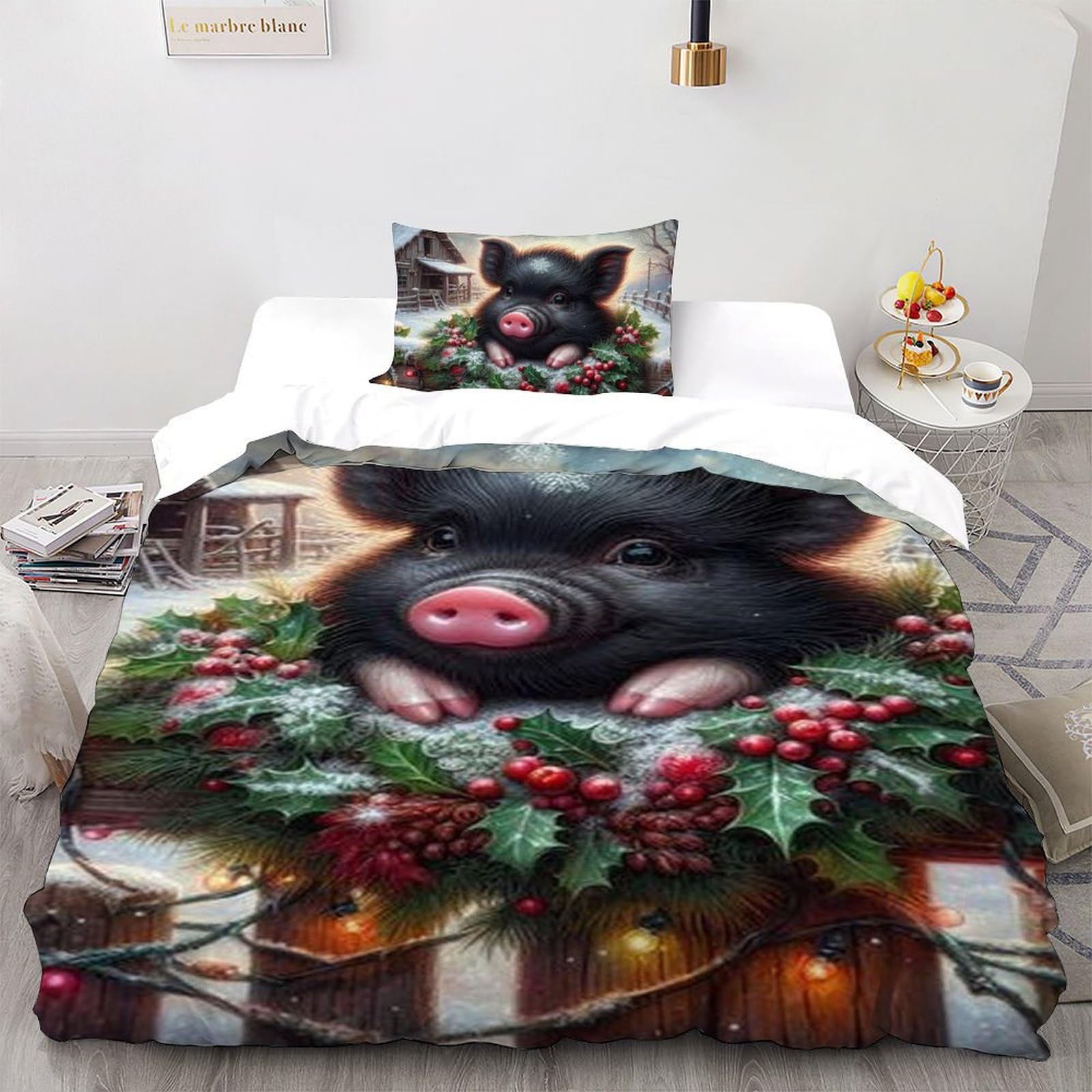Housse de couette single sanglier microfibre avec taie 135x200cm