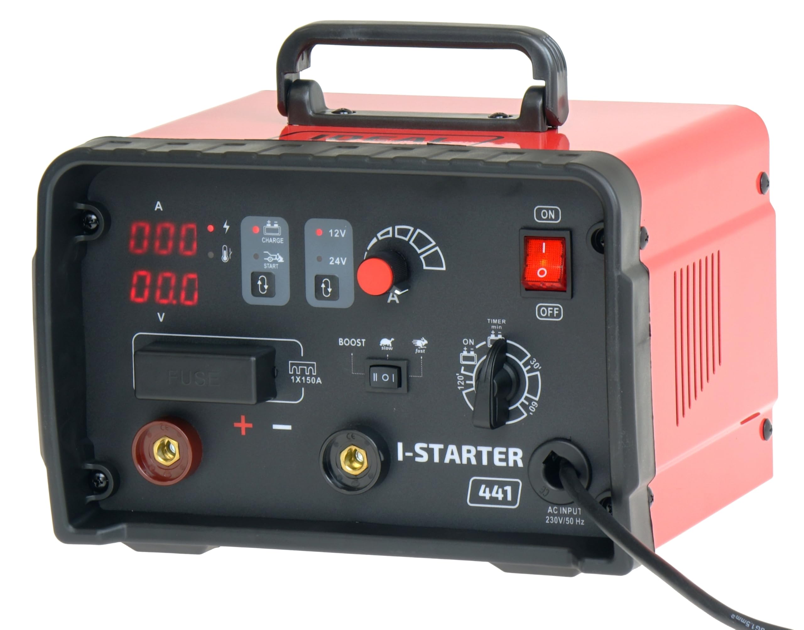 Ideal I-Starter 841 Cargador de batería con arrancador 12/24 V 80 A – Cargador profesional para AGM, gel y baterías húmedas con pantalla digital Bestschweissen.de