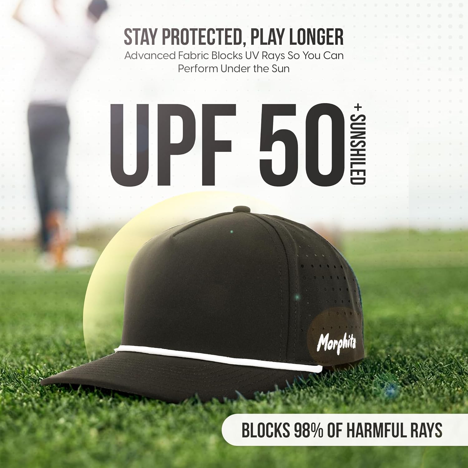 Performance Golf Hat for Men & Women, Breathable Athletic Cap, Lightweight Running Hat, UPF 50 Sun Protection