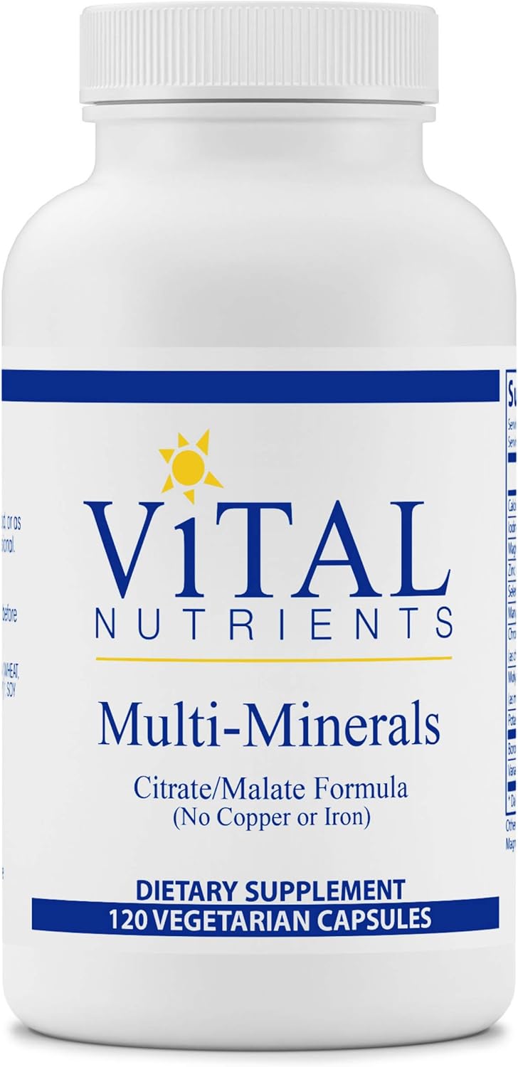 Vital Nutrients - Multi-Minerals - Citrate/Malate Formula (No Copper or Iron) - High Potency Gentle Formula with High Nutritional Value - 120 Vegetarian Capsules per Bottle: Health & Personal Care