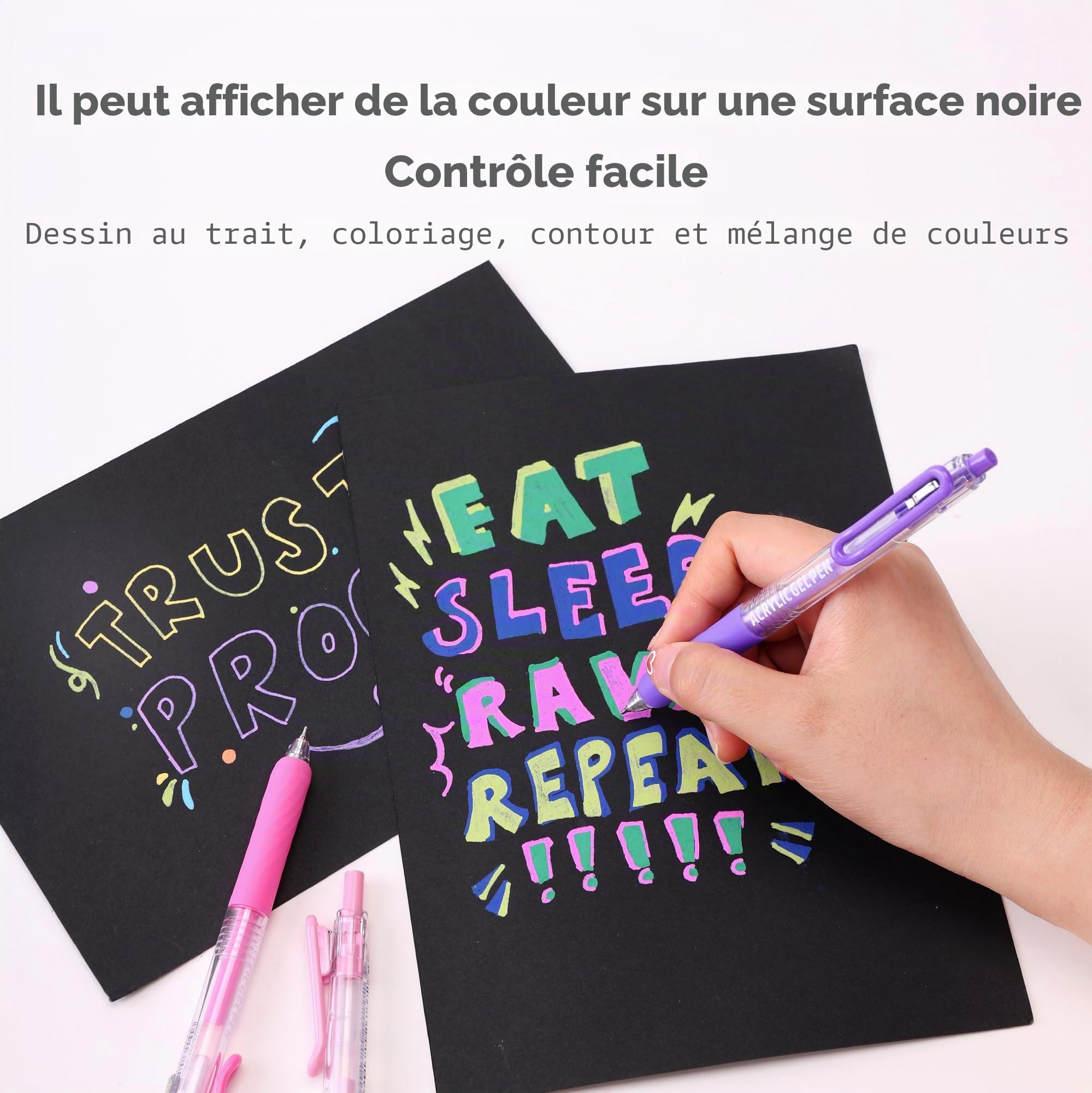 Languo Stylos Gel Acryliques Rétractables pour Coloriage, Ensemble de 36 Stylos de Peinture Acrylique à Cliquer avec Pointe de 0,7 mm, Stylos Gel Colorés pour Papier Noir, Roche, Verre, Tissu
