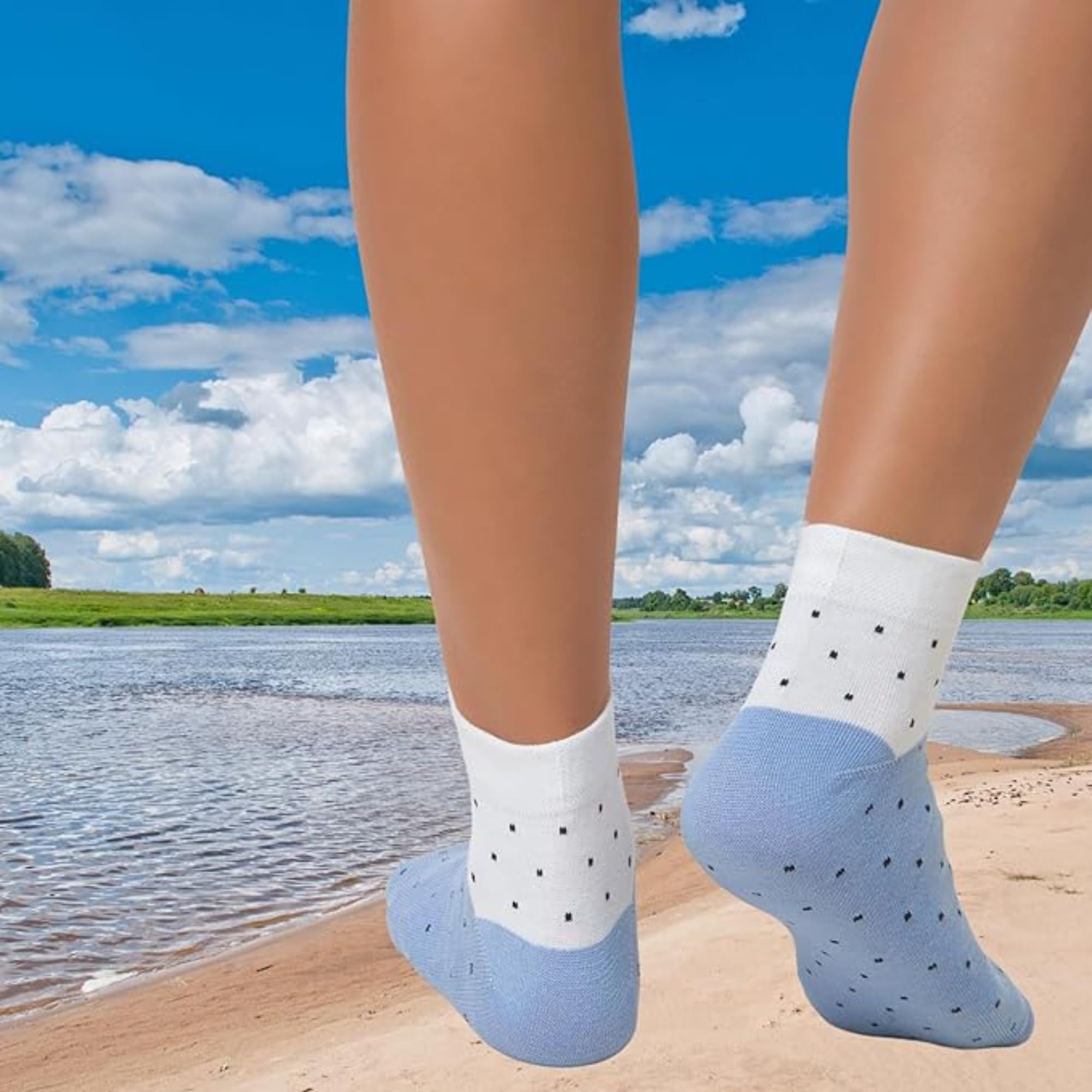 VDangi Women Ankle Socks with Bow Design, Polka Dot Pattern, 5 Pairs, Multicolour (Pack Of 5 Pairs) 1