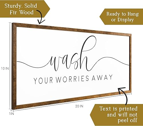 Miniatura 2 de 10x20 inches, Wash Your Worries Away Bathroom Sign  Bathroom Decor  Farmhouse Bathroom Decor, Wall Art Bathroom, Inspirational Bathroom Decor, Funny