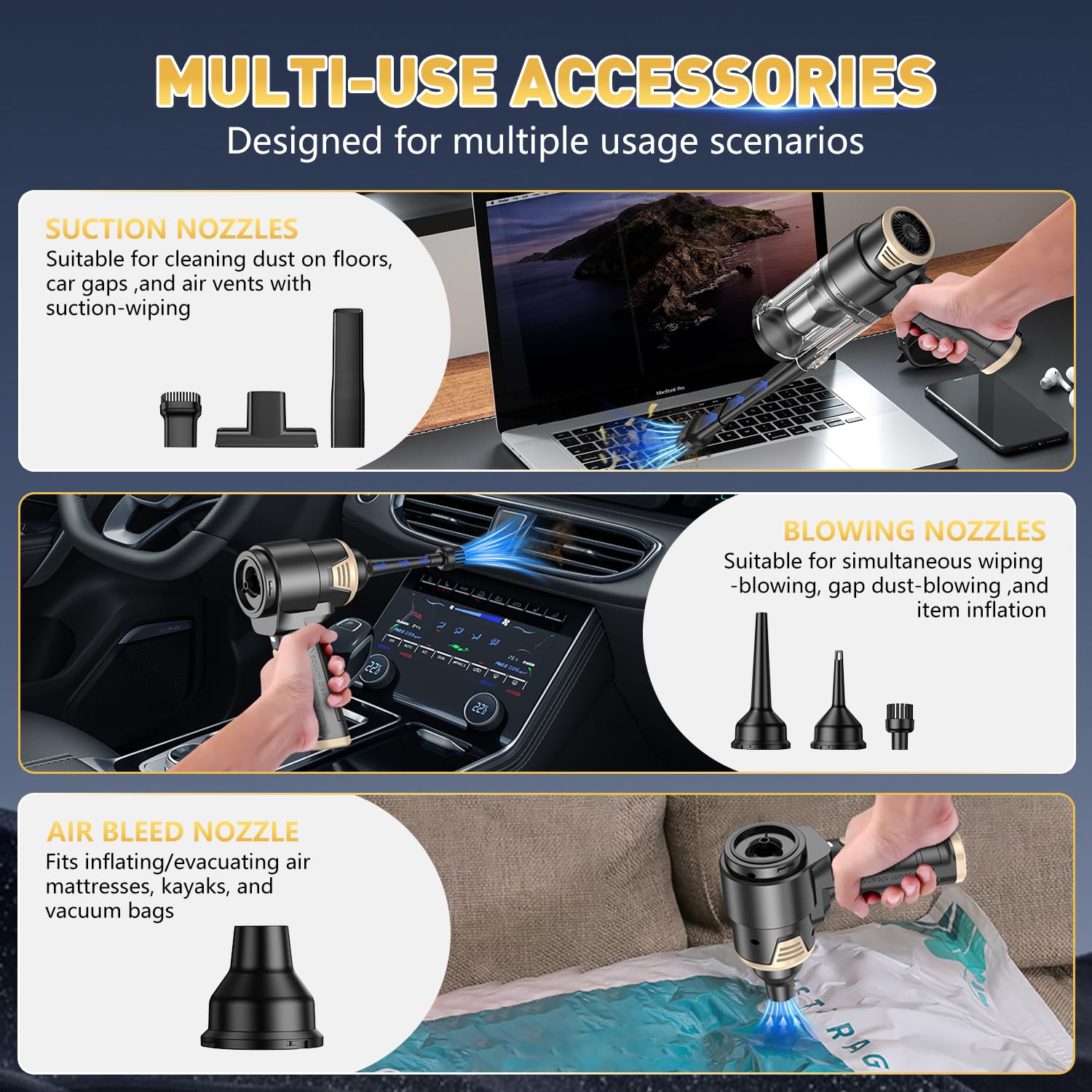 KMM Handheld Car Vacuum Cleaner, 16000PA Hand Held Vacuum & Air Duster view 6