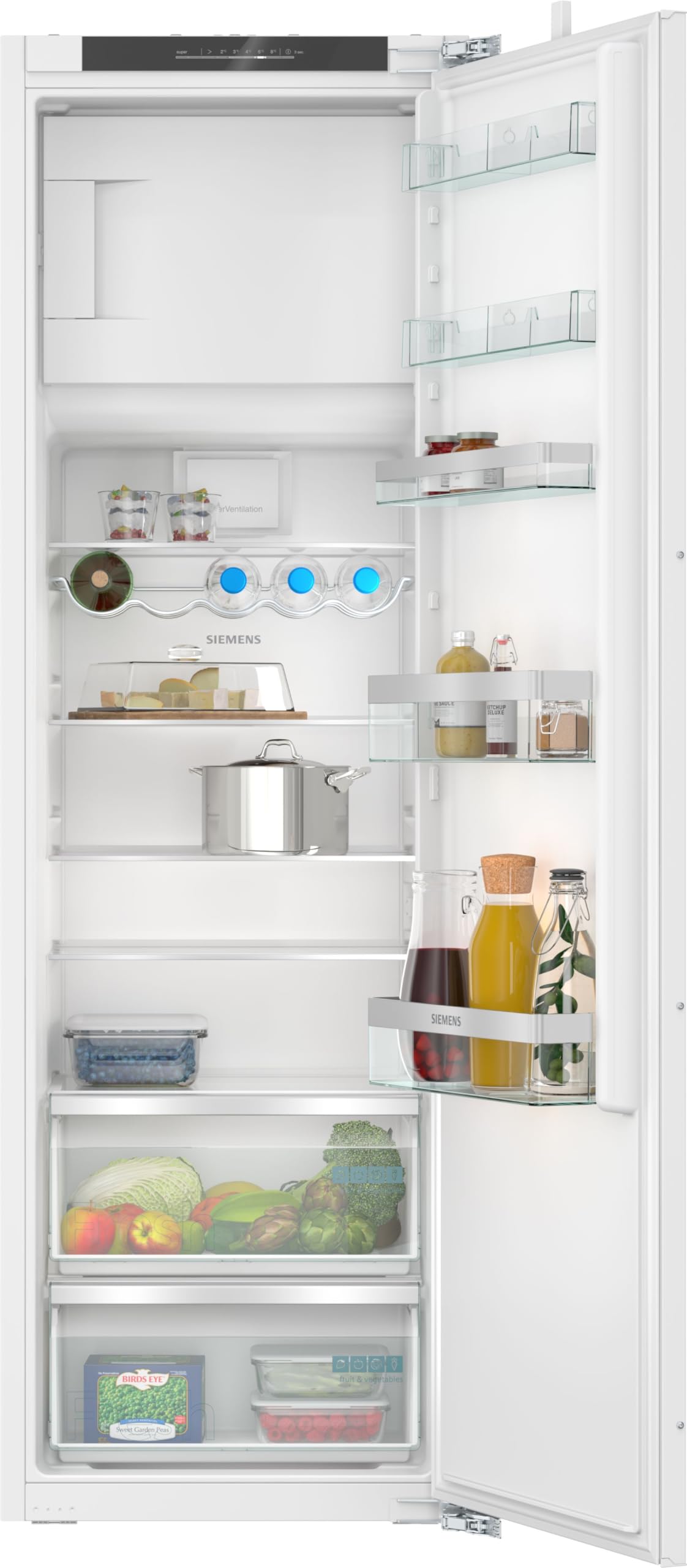 Siemens KI82LVFE0 iQ300, Einbaukühlschrank mit Gefrierfach, 177,5 x 56 cm Nische, 246L Kühlen & 34L Gefrieren, Made in Germany, freshBox für Obst und Gemüse, Flaschenablage, sehr Leise, Flachscharnier