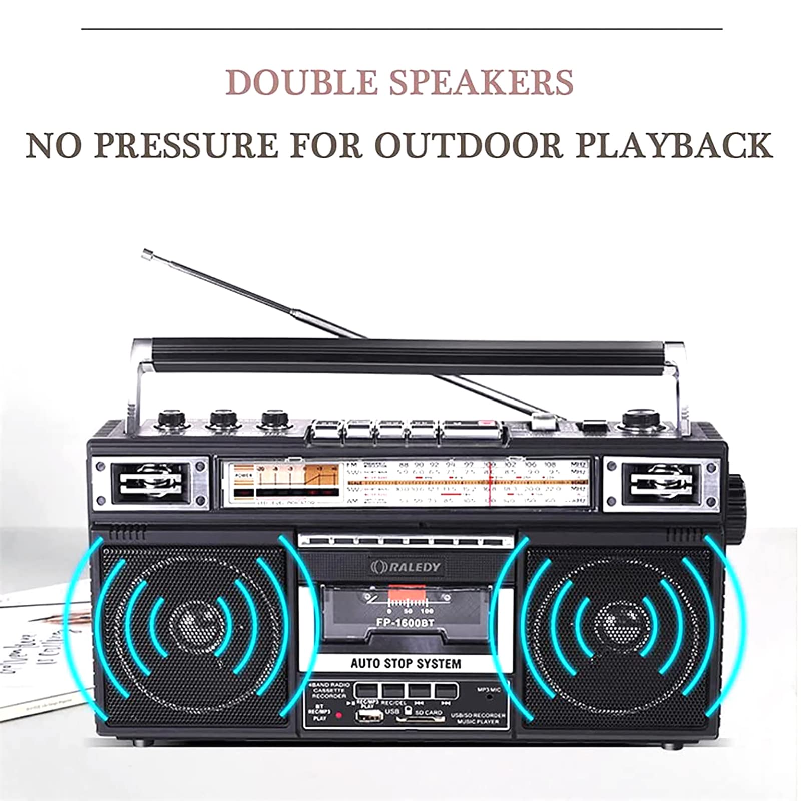 Radio Retro, grabadora de Casete, Radio y Reproductor portátil, Reproductor de Cinta con AM/FM/SW1/SW2, Altavoz Integrado con Reproductor Bluetooth, Compatible con entrad