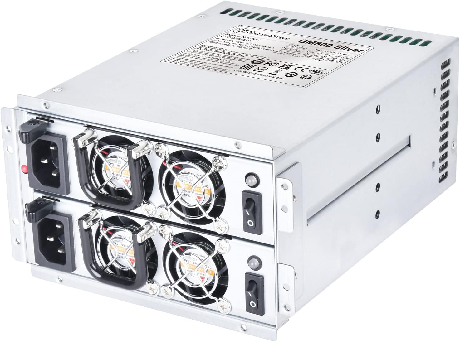 SilverStone Technology GM800 Silver Cybenetics Silver 800W Mini redundant Power Supply, SST-GM800-S (SST-MR0800FCSI-A), TAA Compliant