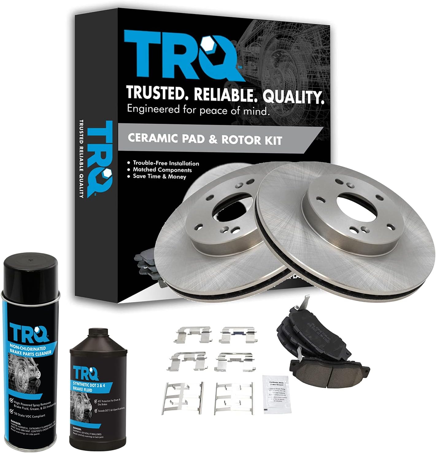 TRQ Front Brake Pad & Rotor Kit Ceramic Compatible with 1998-2002 Honda Accord