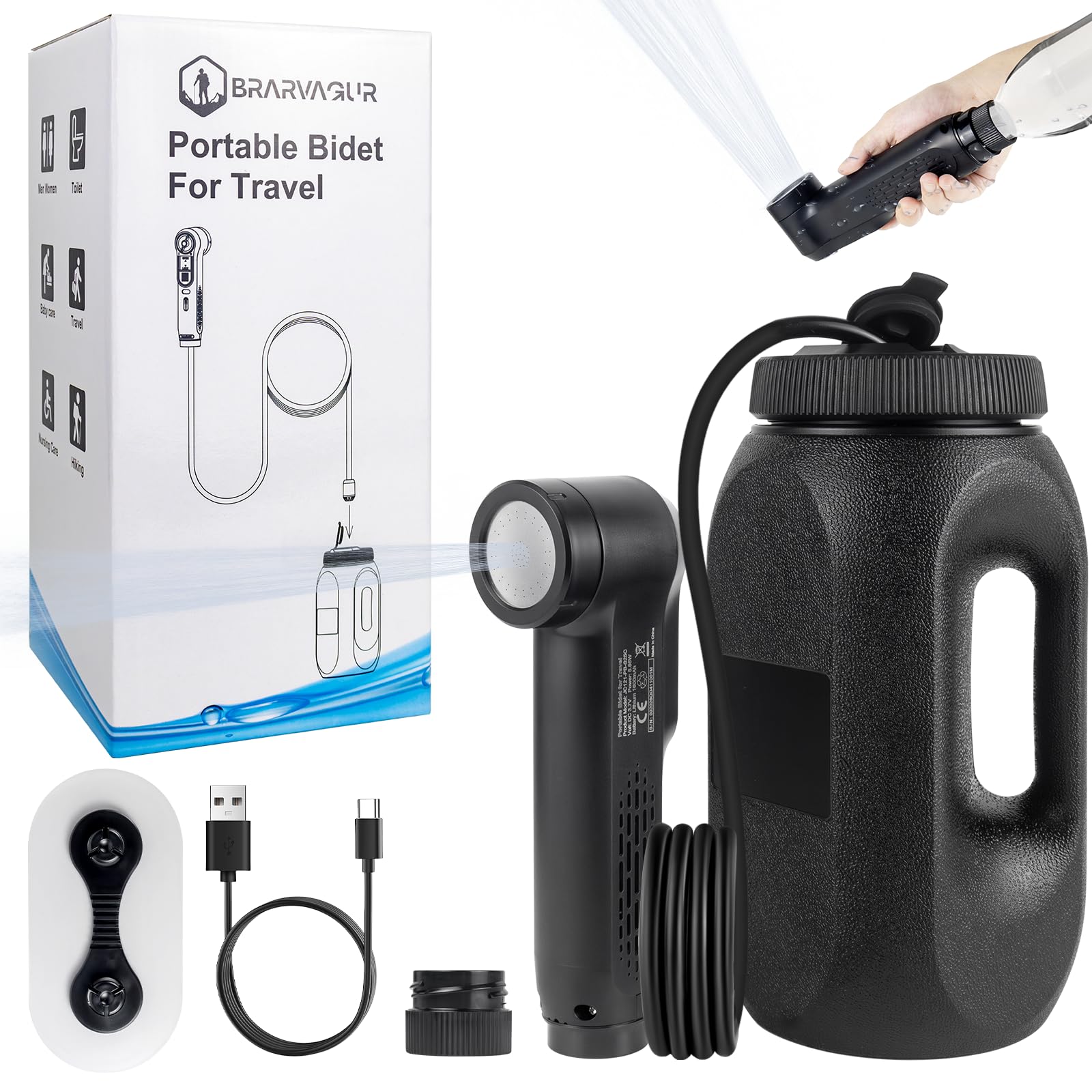Bidet portable pour hygiène intime impeccable sans plomberie avec réservoir 2,5 L USB-C