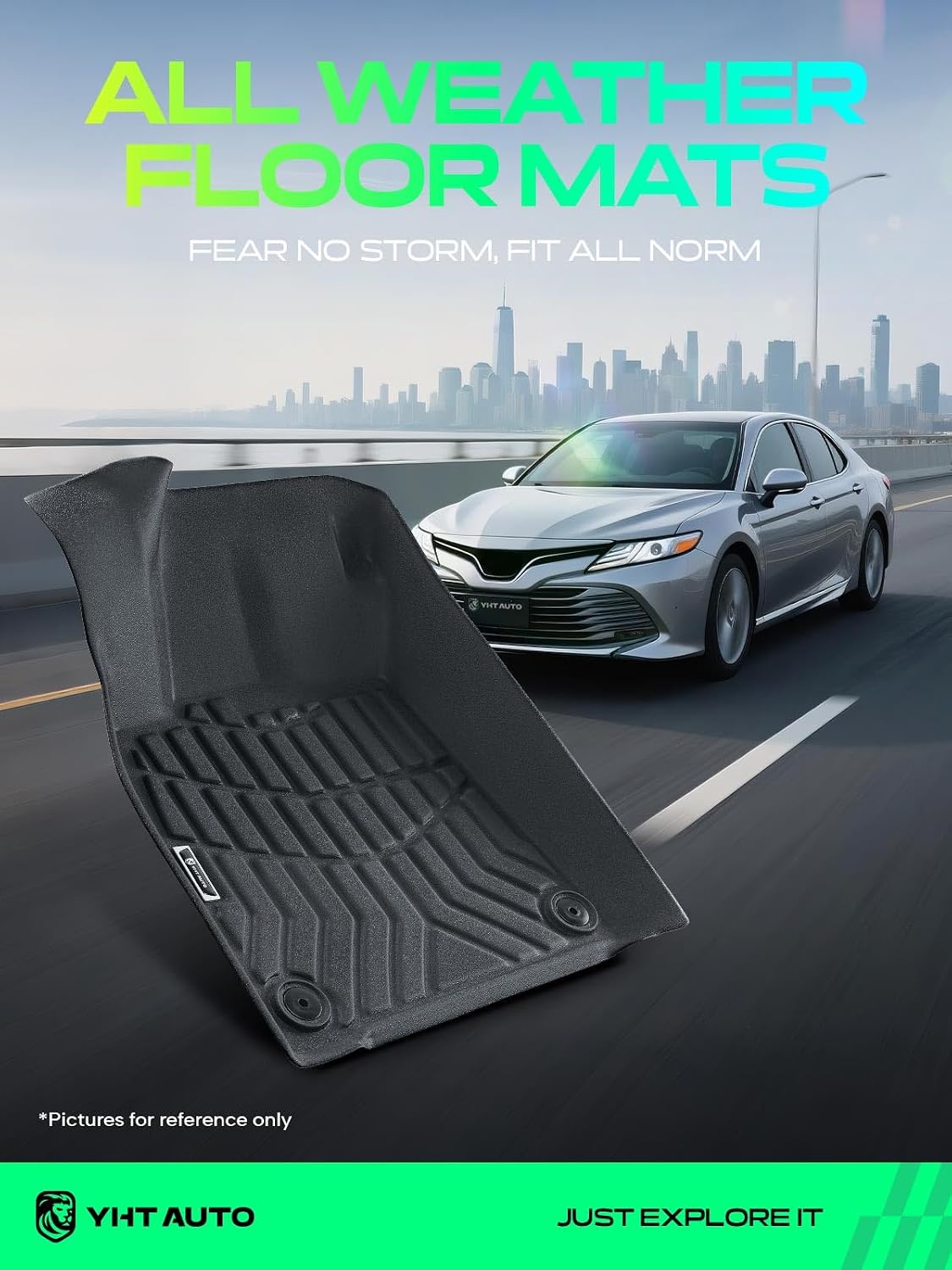 YHTAUTO Floor Mats Compatible with Audi A6 2012-2018/S6 2013-2018, TPE Floor Liners All-Weather Protection Custom Fit, 1st & 2nd Row, Set of 3