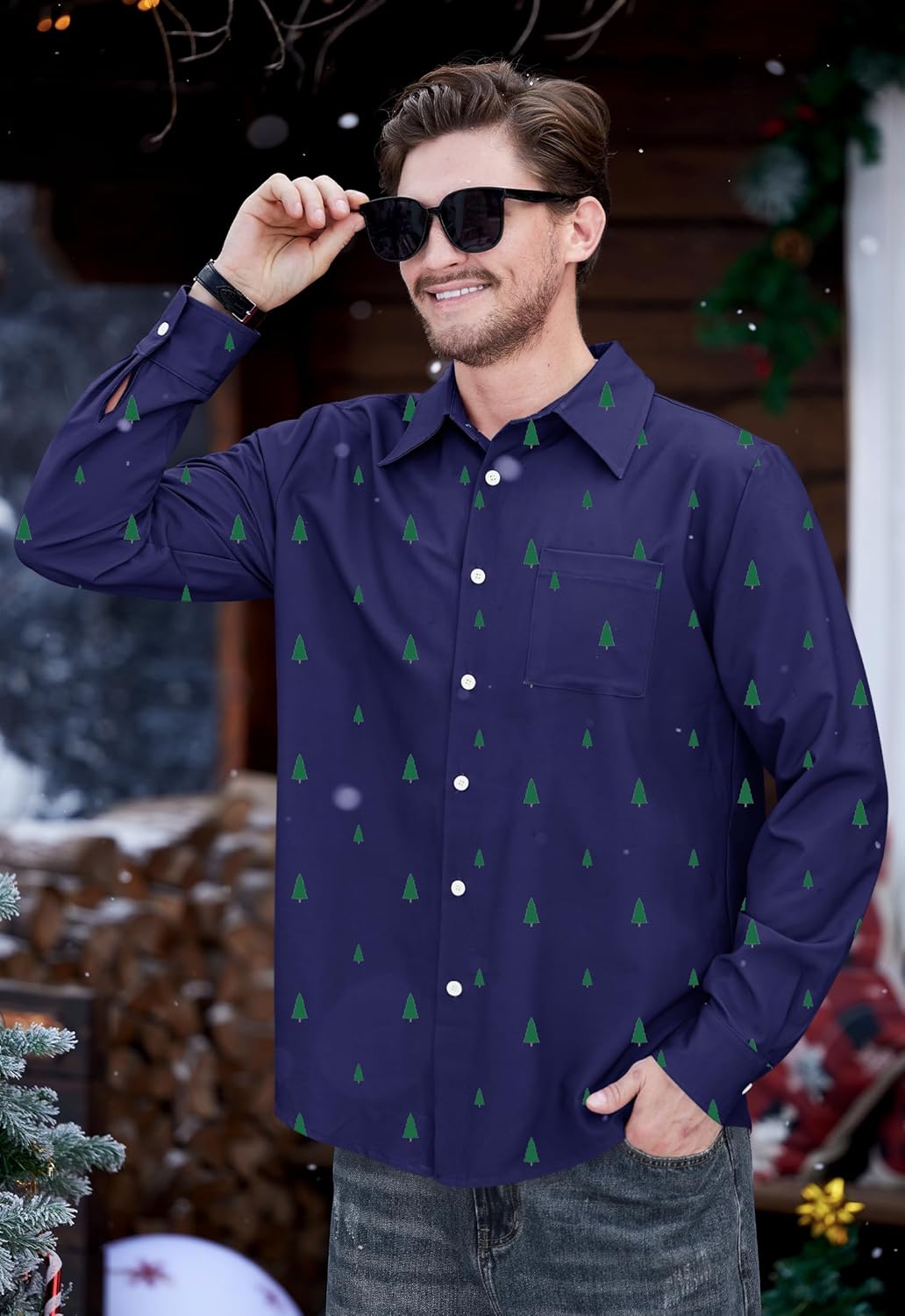 Arvilhill Men's Christmas Shirts Long Sleeve Ugly Xmas Button Shirts (S-XXL) - Image 8