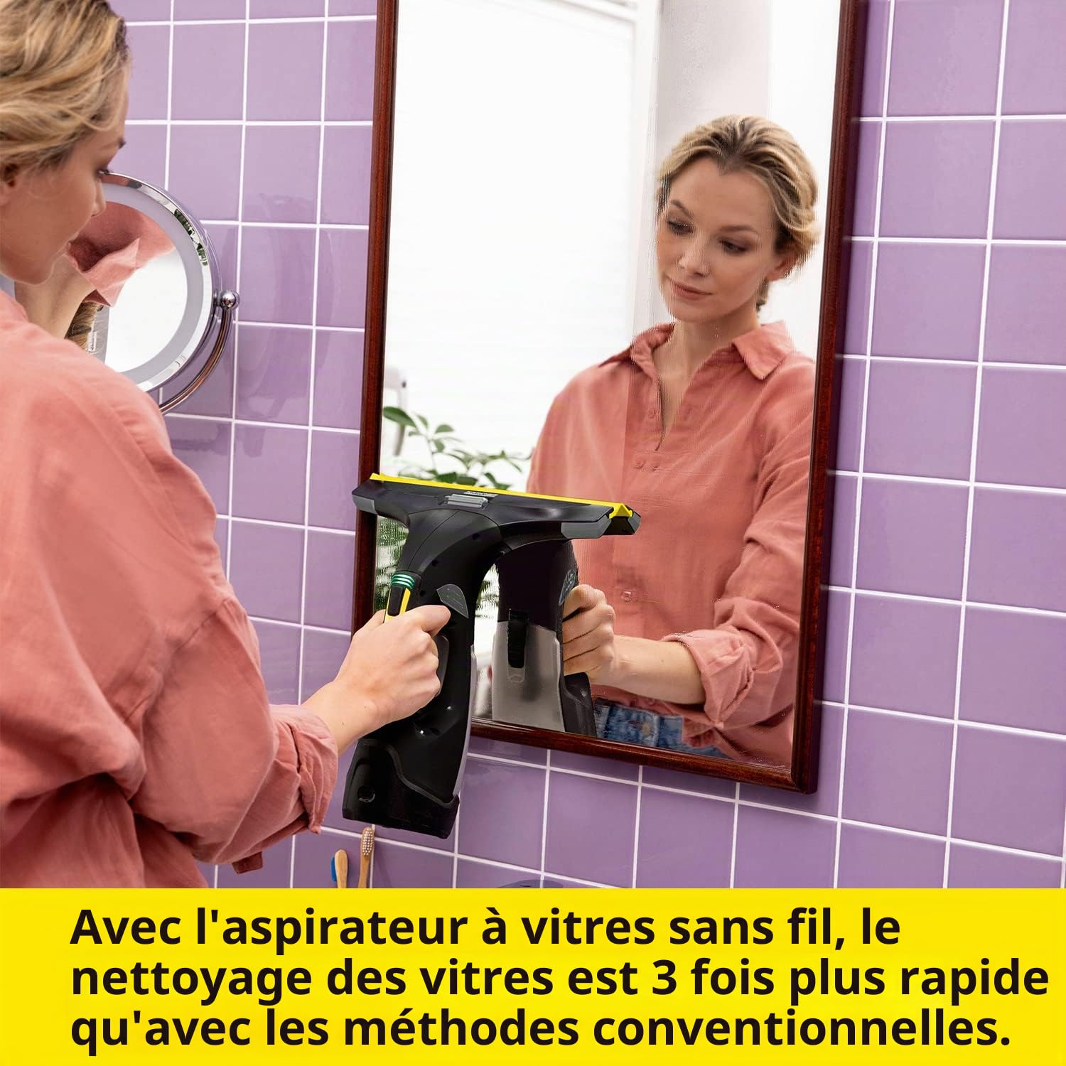 Kärcher WV 5 plus N Black edition, autonomie de la batterie : 35 min, 2 buses d'aspiration - étroite/large, vaporisateur avec housse en microfibre, concentré de nettoyant pour vitres 20 ml