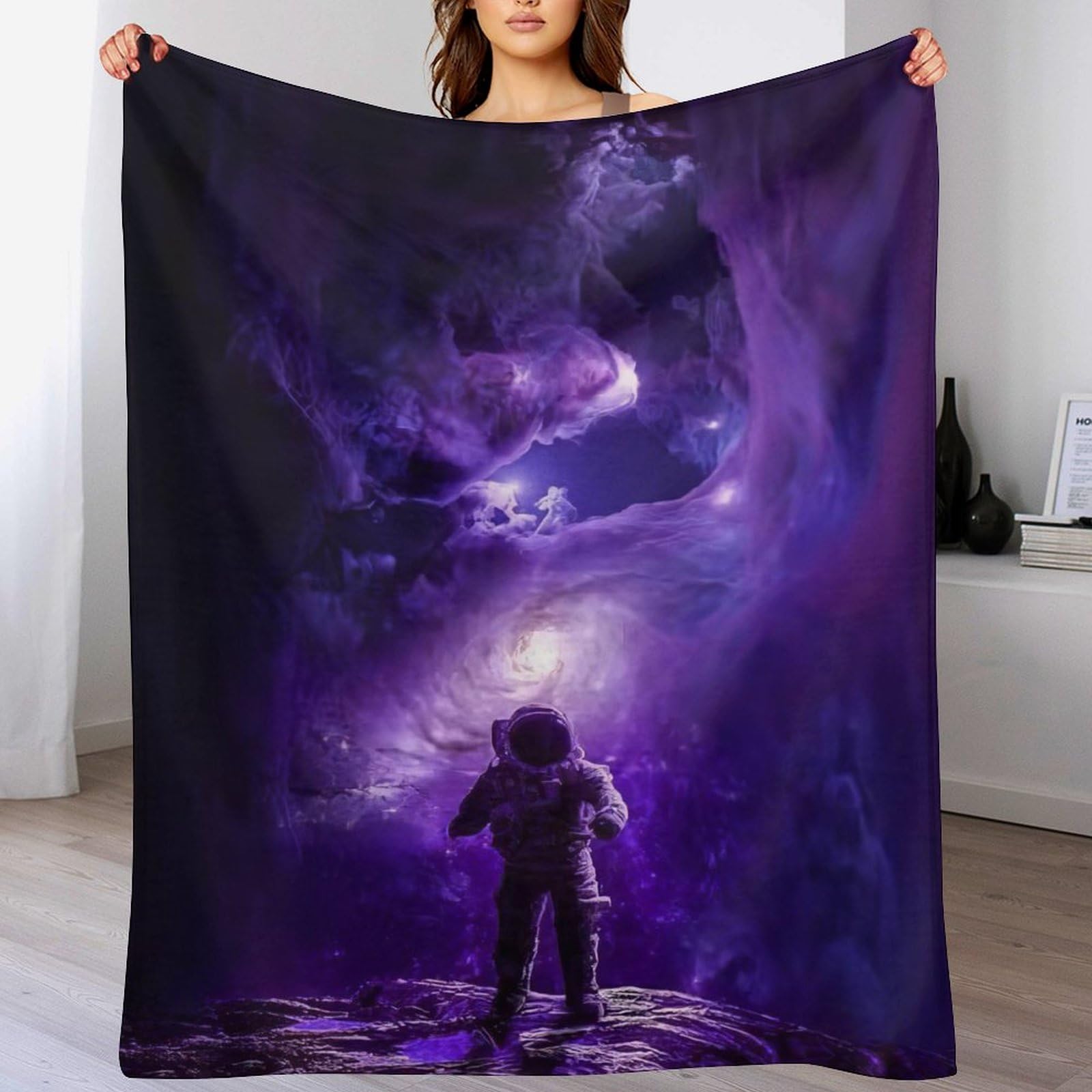 Couverture polaire astronaute en flanelle douce et chaude pour canapé 150x200cm