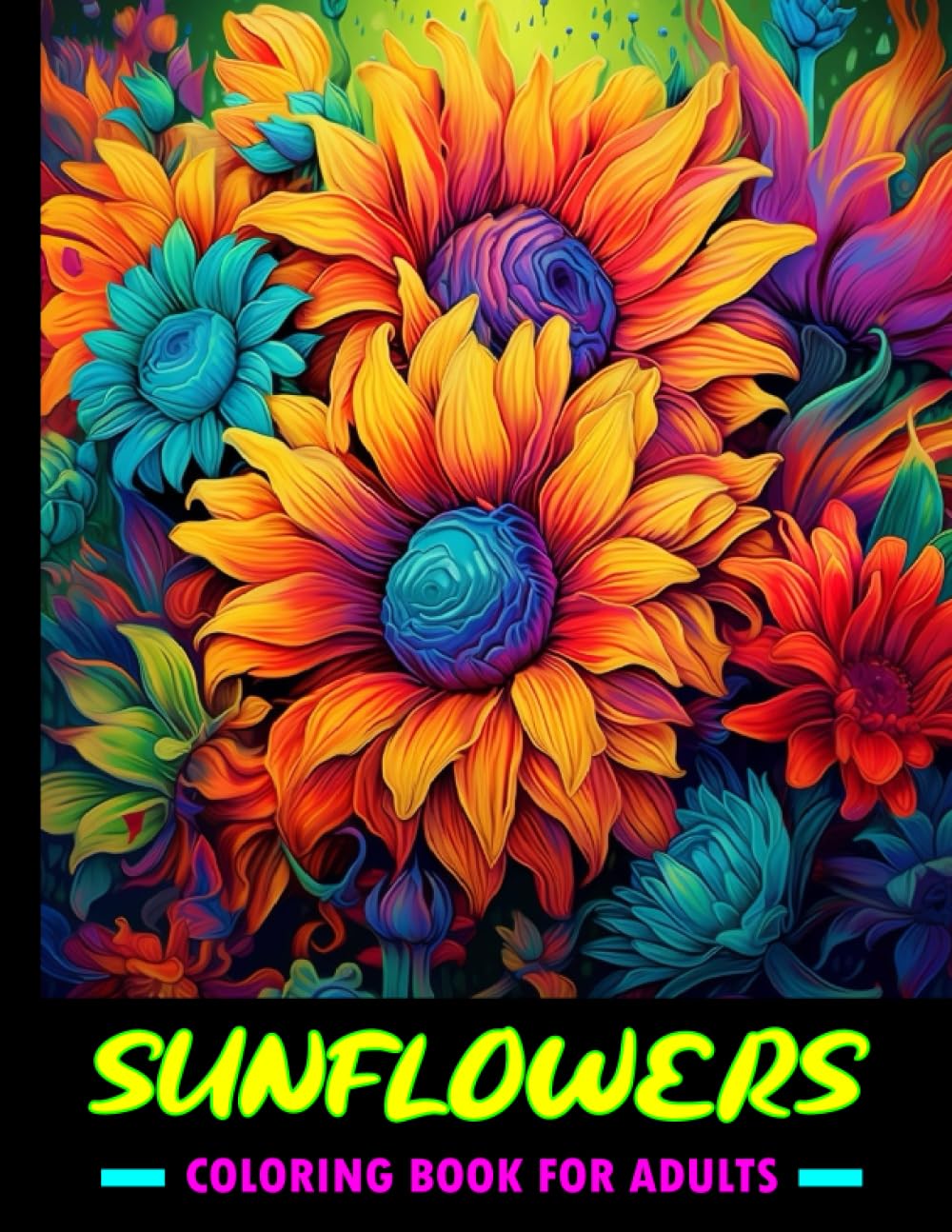 Sunflowers Coloring Book For Adults: Large print flowers coloring book for anxiety relief and relaxation / 50 beautiful sunflower designs to color for women and teens