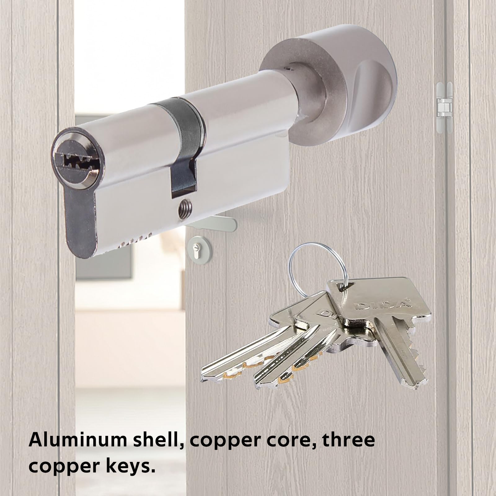 Wjelet 35T/35 Thumb Turn Euro Cylinder Lock, Euro Door Barrel Lock with 3 Keys - Image 3