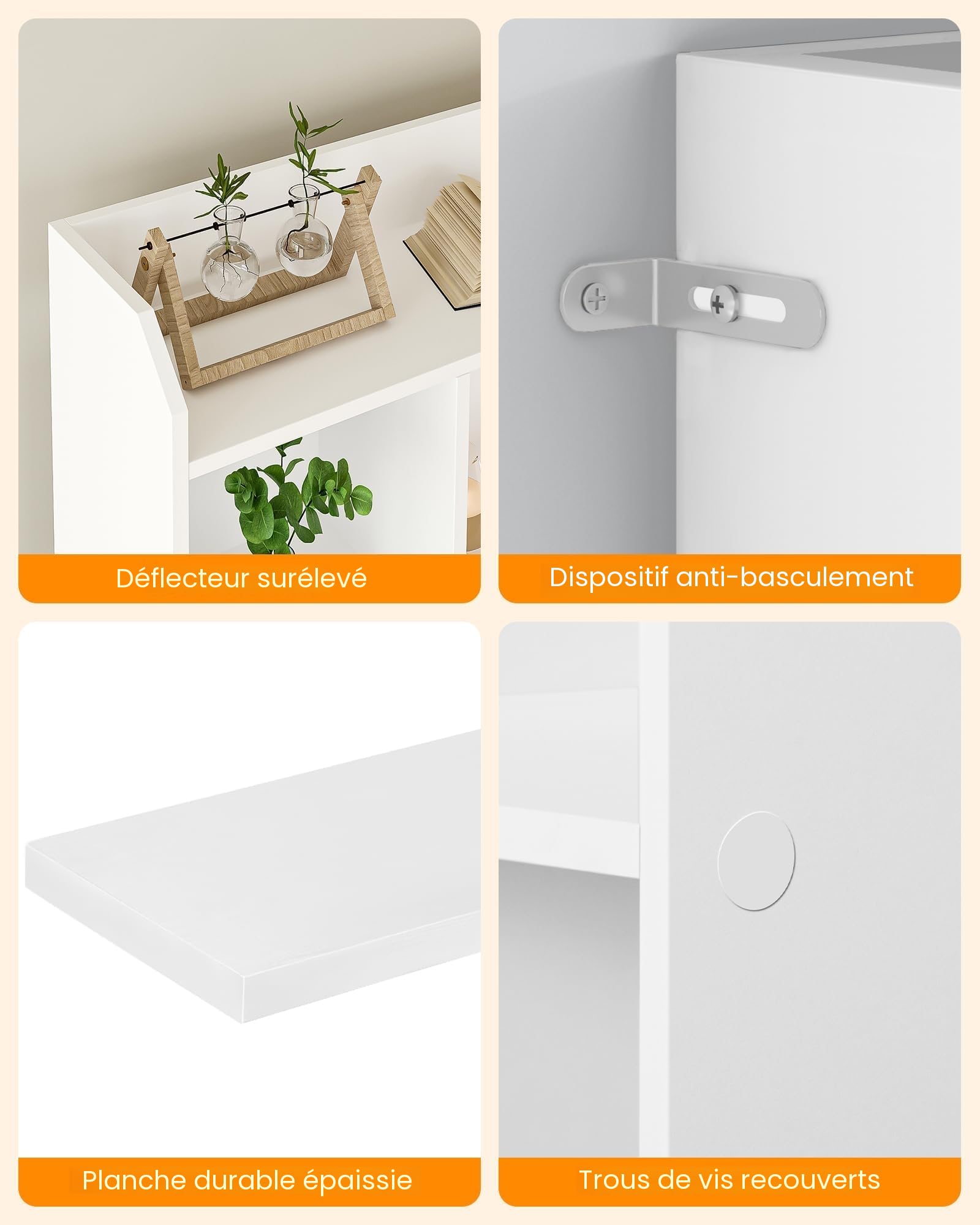 Hzuaneri Bibliothèque 6 Niveaux cloison, 24 x 60 x 170 cm Blanc | Étagère, Meuble de Rangement Livres, Cloison Séparateur, Présentoir, Pour Salon, Chambre, Bureau, BC11103X