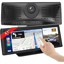 8.1" Wireless Carplay Screen for Car with 2K DVR &amp; 1080P Backup Camera, Portable Touchscreen Car Stereo with Carplay &amp; Android Auto, BT/FM/AUX/GPS Nav/Mirror Link/Voice Control for My Old Car