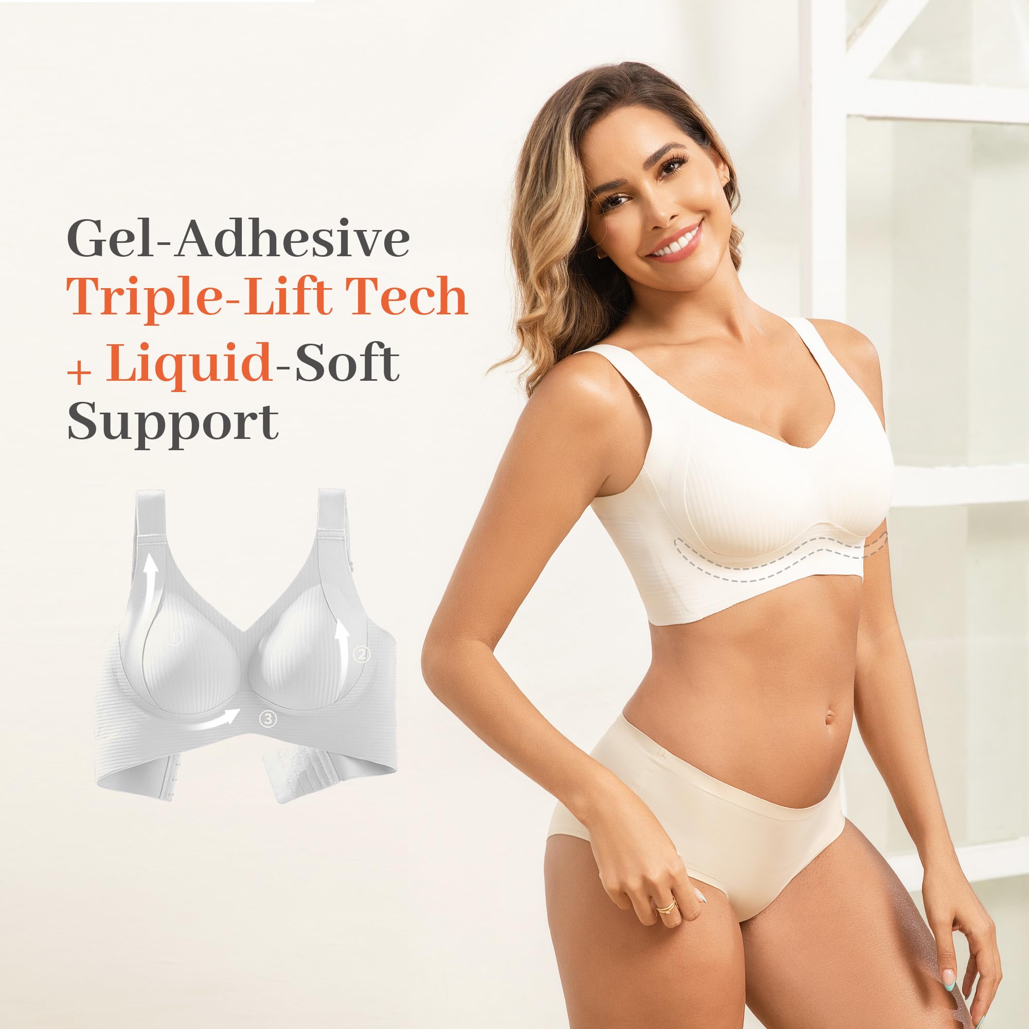 Fittingirls Reggiseno Plus-Size Senza Ferretto con Supporto, Traspirante Coppe Imbottite Copertura Totale Adattabile - per Uso Giornaliero