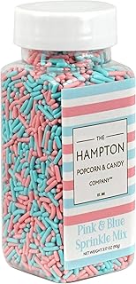 Blue & Pink Sprinkles Jimmies 3.17 oz, Gender Reveal Candy, Pink and Blu...