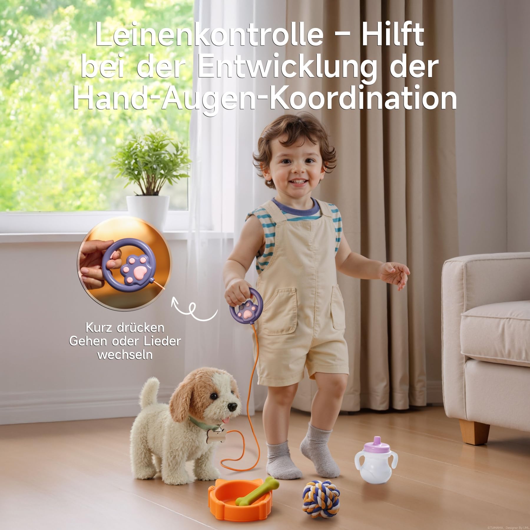 OR OR TU Spielzeug Hund der Läuft und Bellt, Realistisches Interaktives Hund Spielzeug Kinder Plüschwelpe Elektronische Haustiere mit Ferngesteuerter für Kinder Mädchen Junge Geschenk