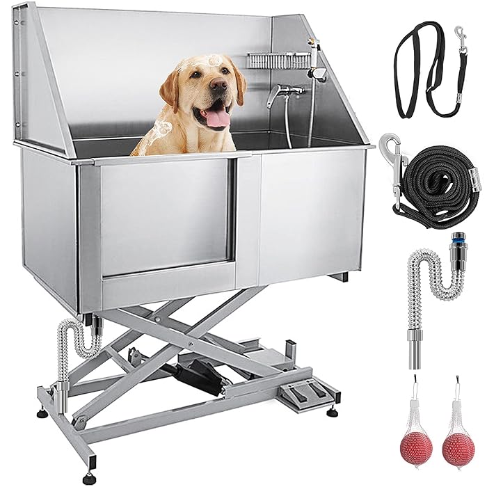 Buy VEVOR Stainless Steel Dog Bathtub with Steps and Accessories, Dog