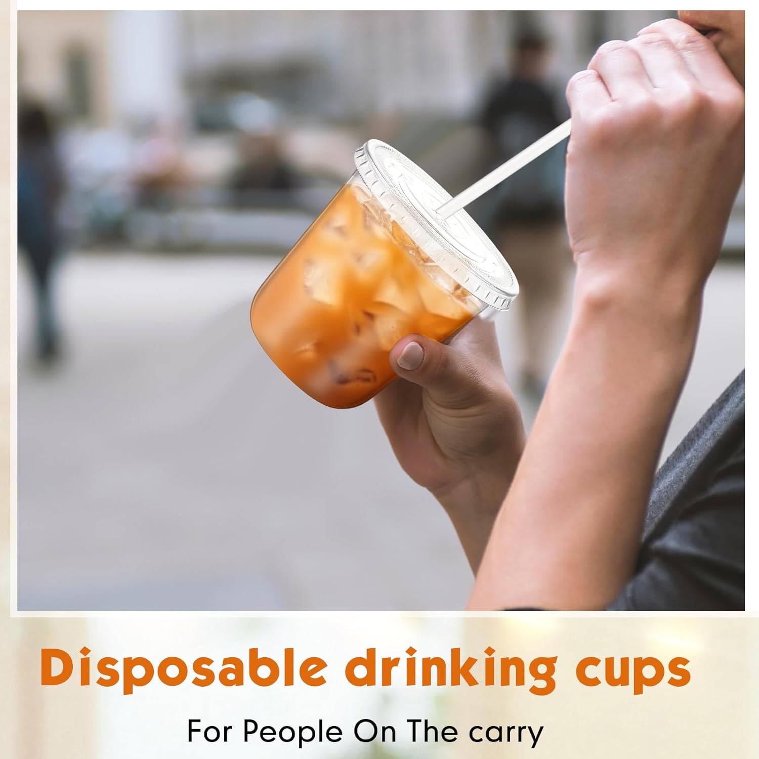 50 Sets Clear Plastic Cups with Lids and Straws, Disposable Iced Coffee Cups Drinking PET for Cold Drinks, Juice, Smoothie, Coffee Shops, Party, Christmas (Clear,10 oz) - Image 5