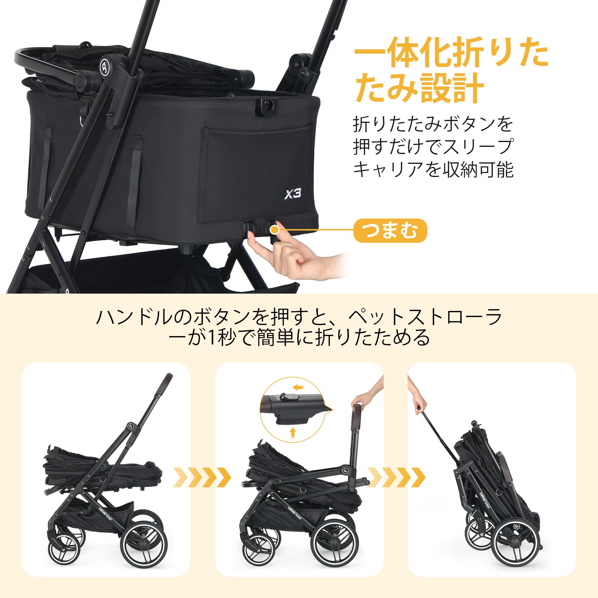 Amazon.co.jp: BEBEROAD PETS X-3 2 in 1 ペット用ベビーカー 中型犬